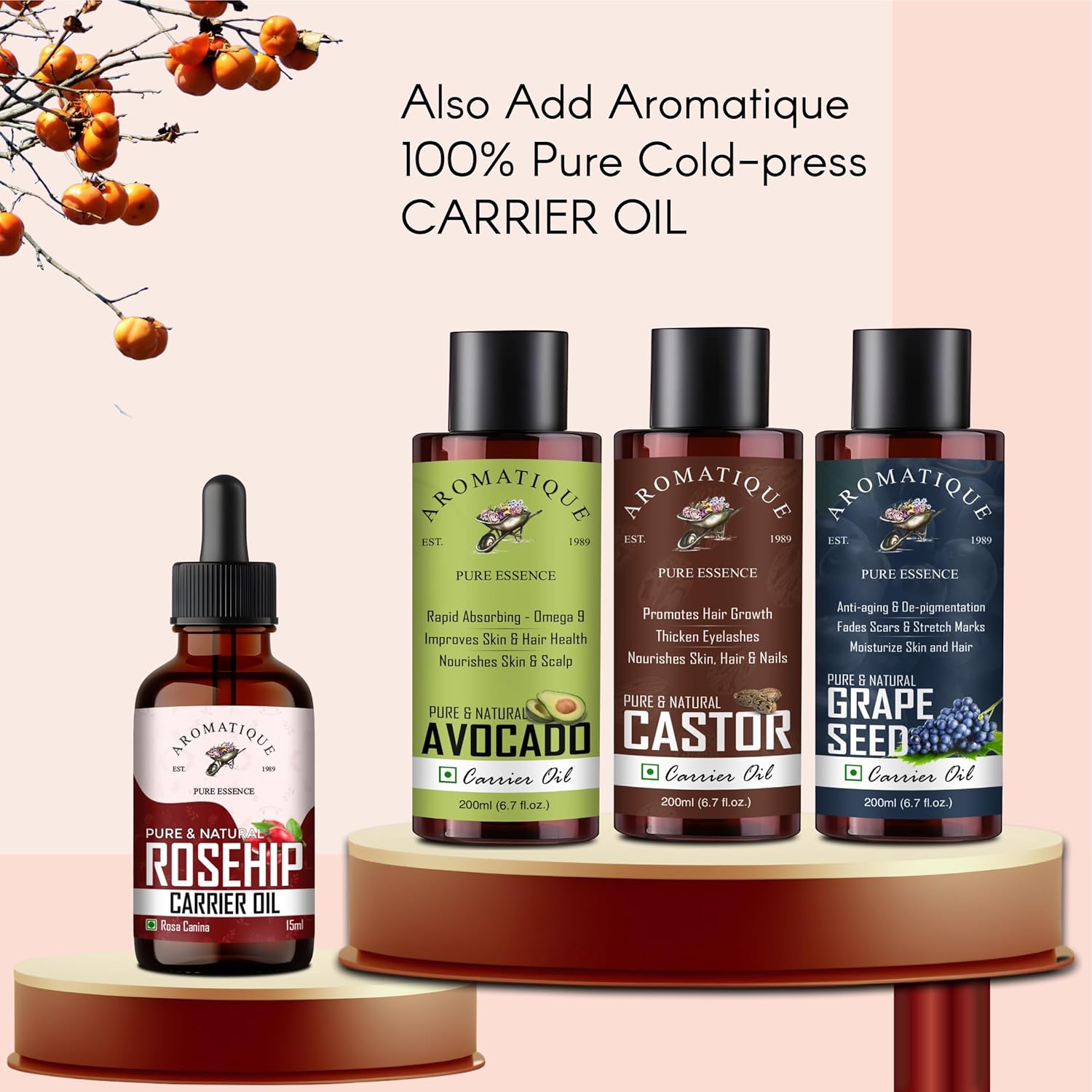 Aromatique Rosehip Oil for Face - Rose Hip Oil for Skin, Nail, Face, Hair - Rosehip Oil for Men and Women - All Types of Skin - 15 ml Aromatique Rosehip Oil for Face - Rose Hip Oil for Skin, Nail, Face, Hair - Rosehip Oil for Men and Women - All Types of Skin - 15 ml