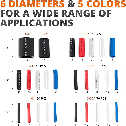 Miniatura 2 de Wirefy Kit de tubos termorretráctiles de alambre - Tubo termorretráctil de relación 3:1 - Kit de envoltura de alambre forrado adhesivo - Tubos