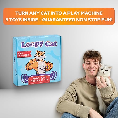 Miniatura 2 de Juego de juguetes interactivos para gatos 5 en 1, kit de juguete para gatos con túnel de gato de 3 vías, varita de plumas, teaser de cinta, juguete