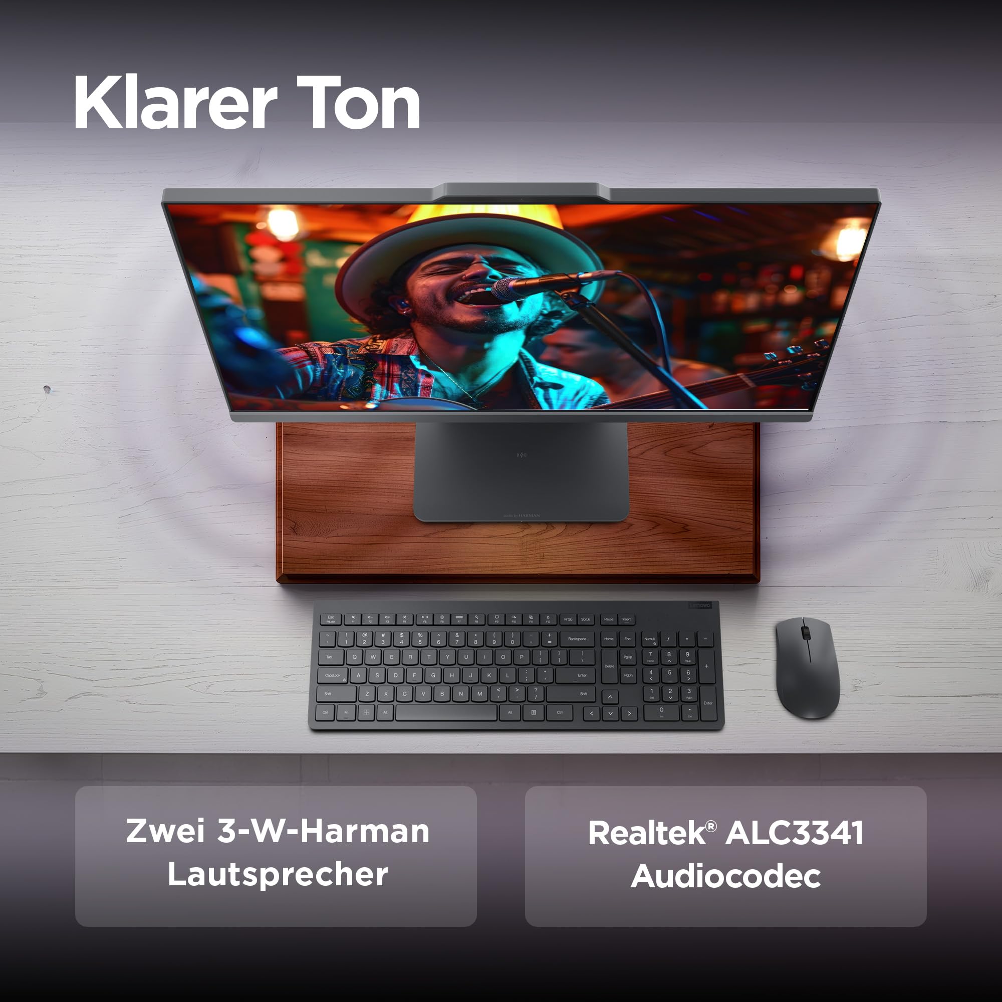 Lenovo IdeaCentre All-In-One PC | 23.8" Full HD Display | AMD Ryzen 5 220 | 16GB RAM | 1TB SSD | AMD Radeonn Grafik | Win11 | Inkl. USB Maus-Tastatur | Luna grau | 3 Monate Premium Care