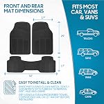 BDK ProLiner Tapis de sol pour les camions SUV, 3-Piece Tapis de voiture tout-temps avec conception universelle, tapis de voiture durable avec capture Ridges, tapis en caoutchouc imperméable pour voitures (noir)