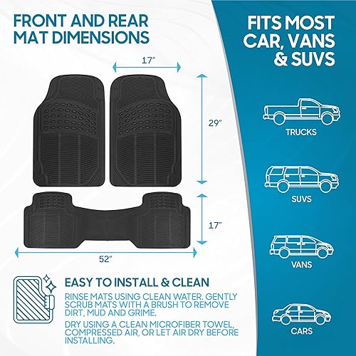 Miniatura 85 de BDK 4 alfombrillas de goma transparente resistentes para automóvil, camión, camioneta, SUV, protección para todo tipo de clima, ajuste universal