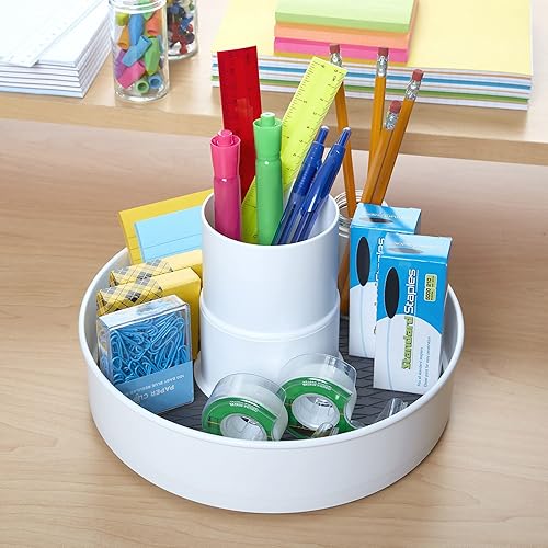 Miniatura 6 de Copco Tocadiscos de almacenamiento antideslizante de 2 niveles, 10 pulgadas, color blanco