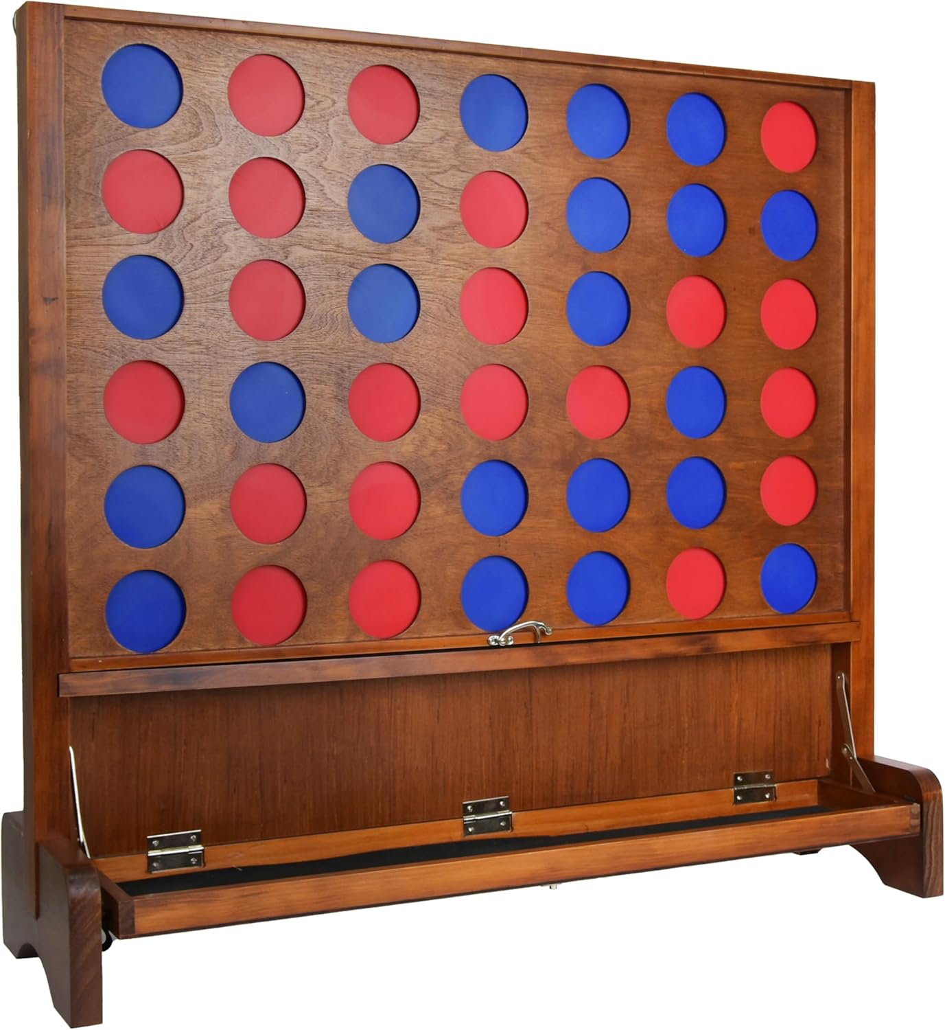 SPORT BEATS Giant Wooden 4 in a Row Connect Game with Folding Tray - Yard Indoor Outdoor Games for Adults and Family Two Ways to Play Includes Shoulder Strap Jumbo Size Brown