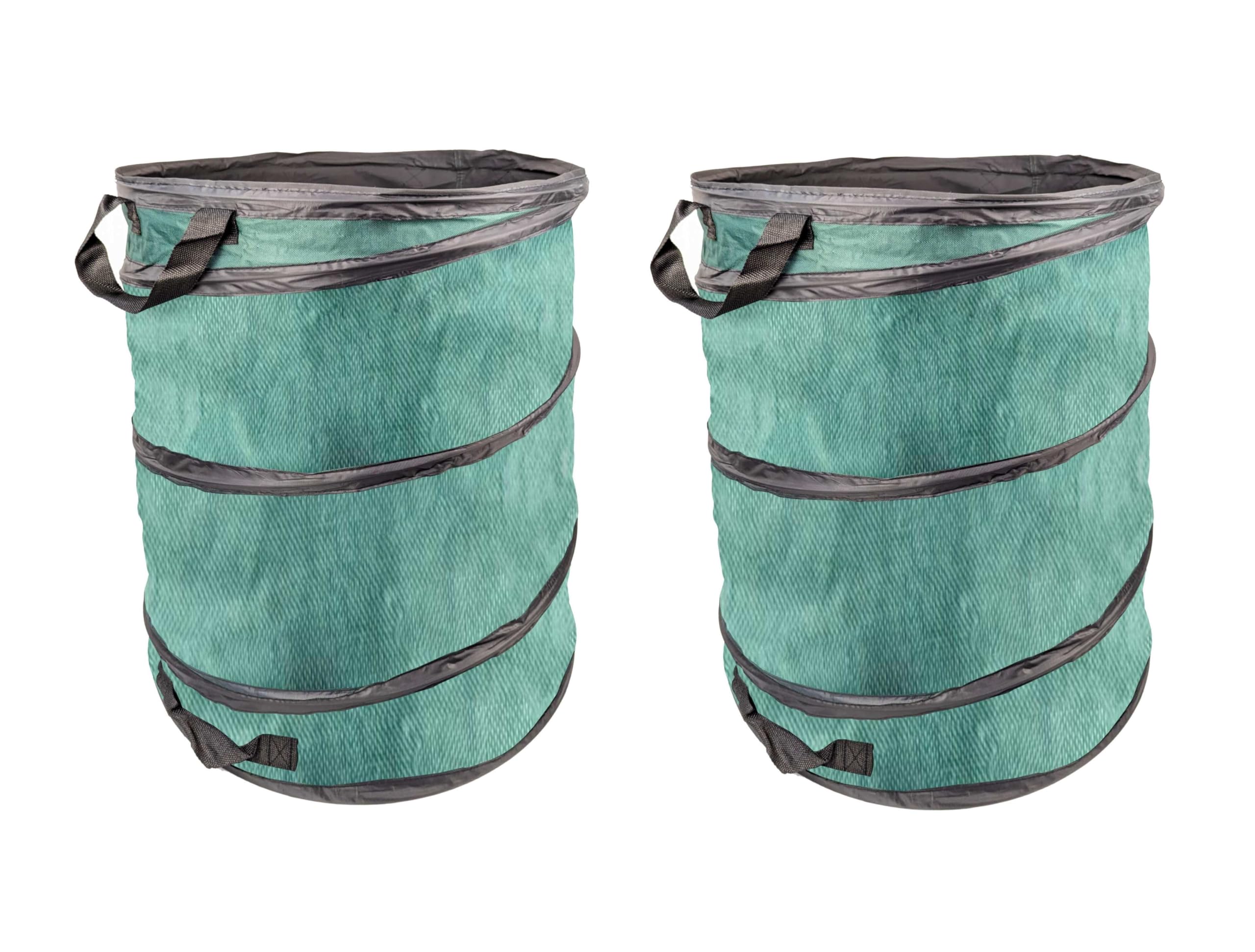 Hyfive Green Garden Waste Bag Heavy Duty Pop Up Bin Bag In With Handles - Reusable - Rubbish Weeds Leaves - 100% Hd Nylon - 170L Large Sack - Twin Pack