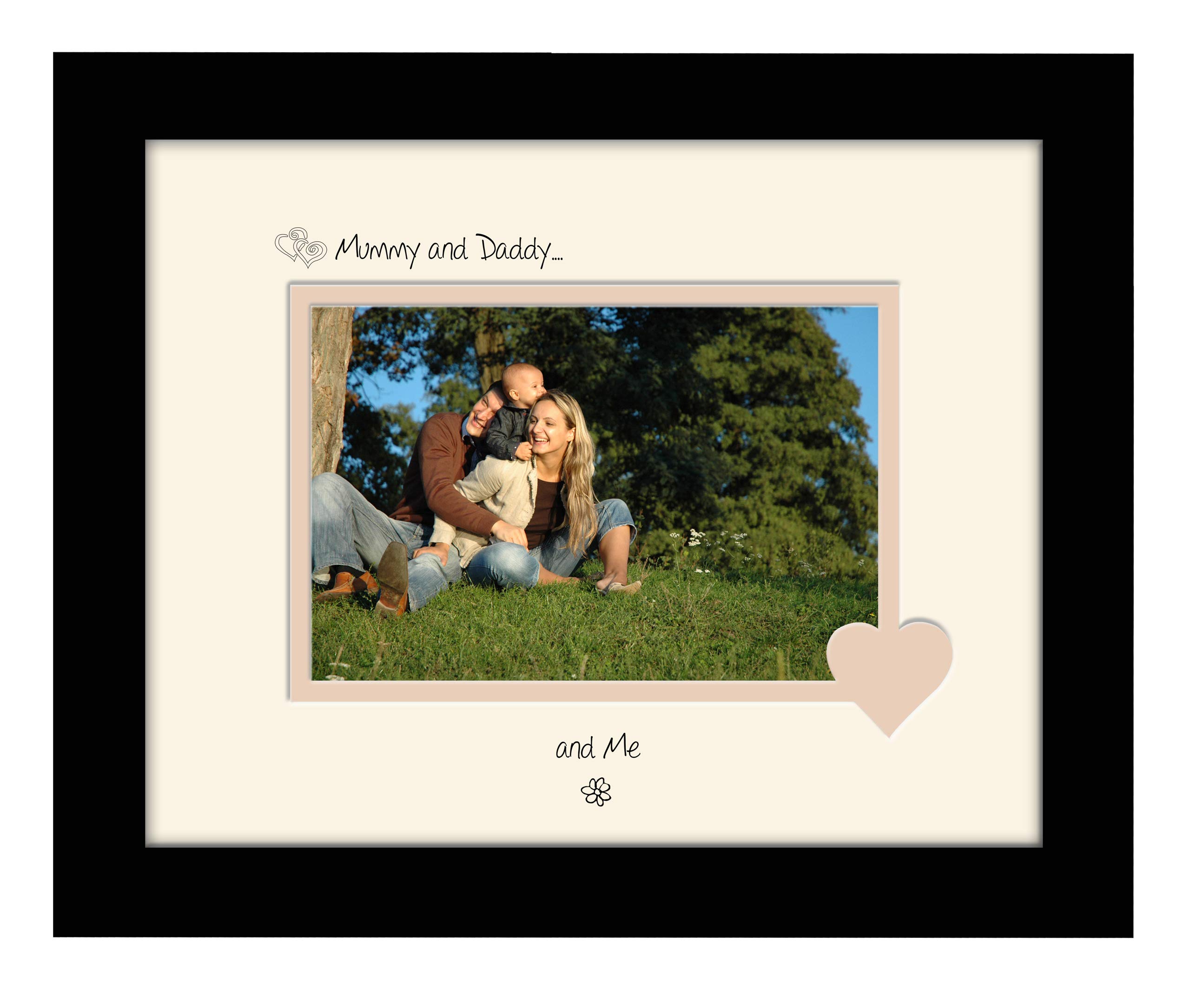 Photos In A Word Black Finish Frame Cream Mount Beige Inside Mummy & Daddy Photo Frame Mummy & Daddy And Me 6X4 Double Mounted 752F Quality Gift (Black Finish Frame Cream Mount Beige Inside)