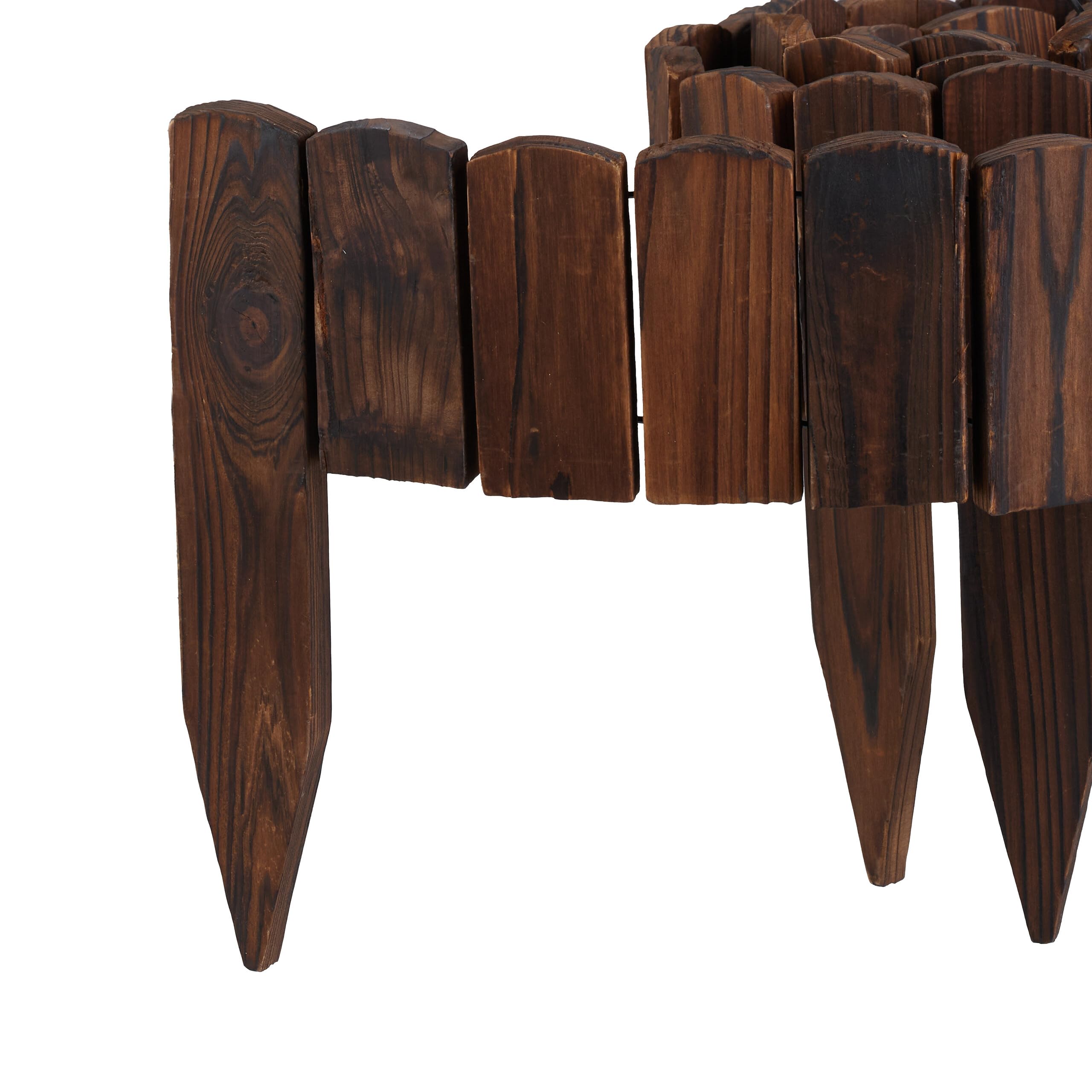 Relaxdays Bordure de Jardin, 200 cm de Long, Flexible, Hauteur Visible 10 cm, Bois, clôture de Parterre, Brun foncé