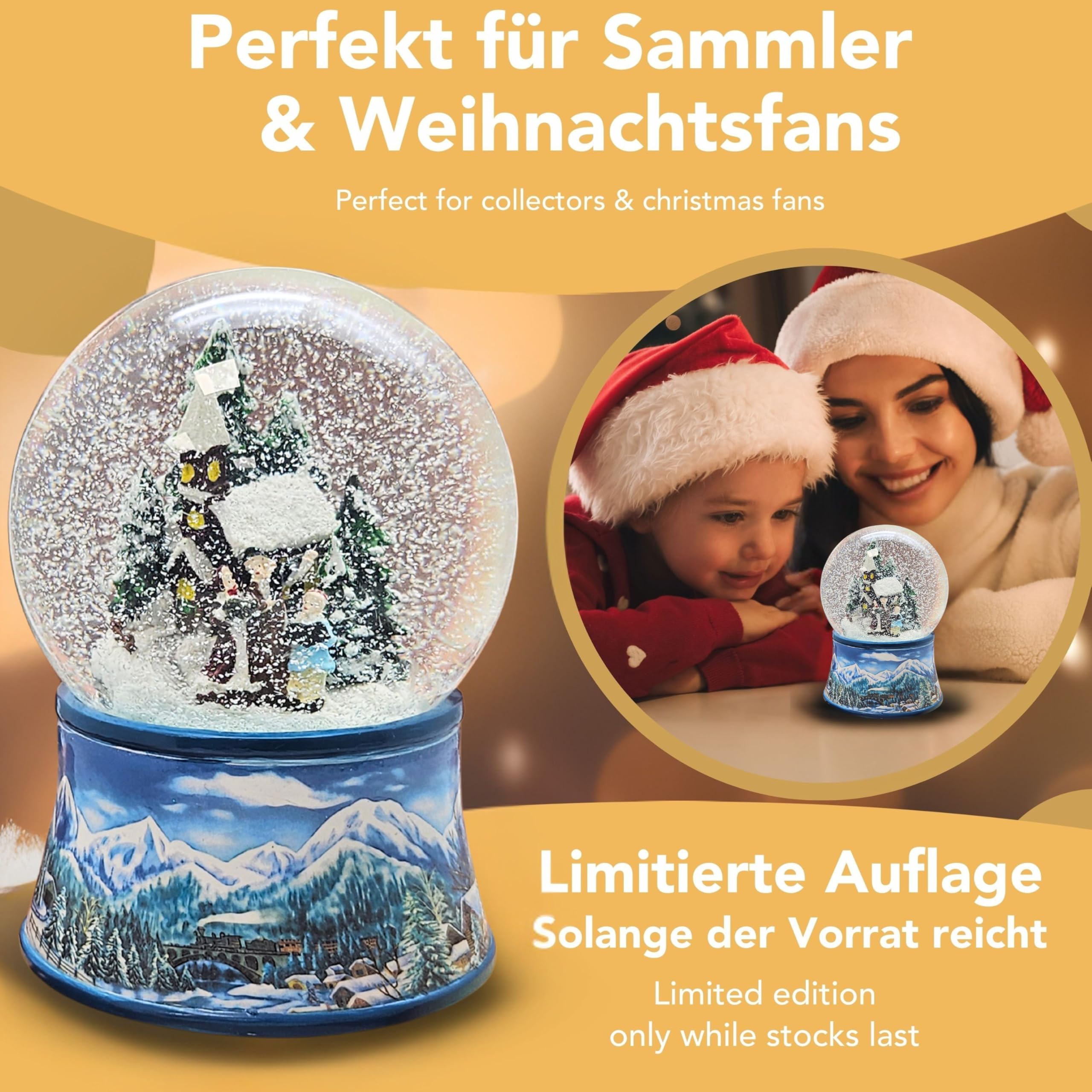 Palla di vetro con neve XXL | Natale| con carillon, 140 mm dimensione altezza | 20274