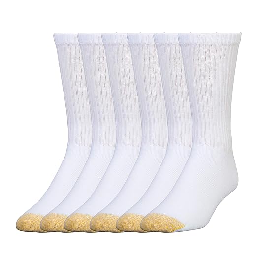 GOLDTOE Men's 656S Cotton Crew Athletic Socks (Multipack)