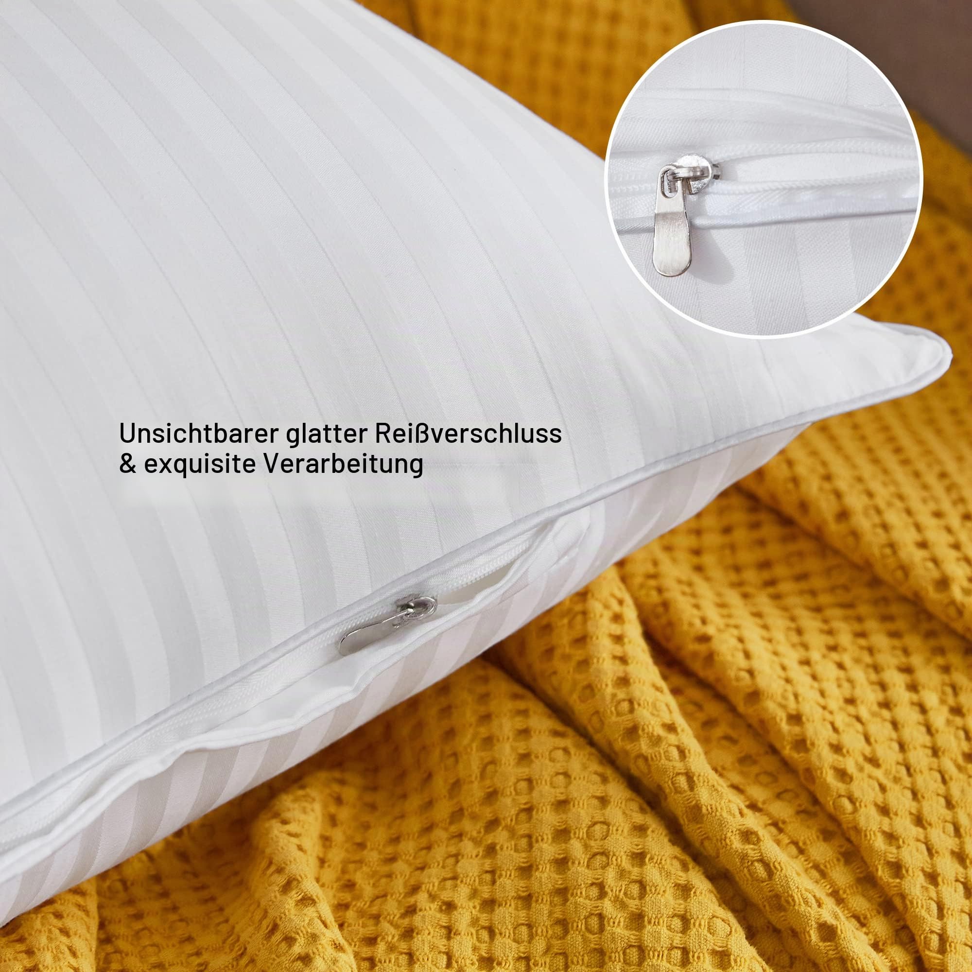Oubonun Kissenfüllungen 30×50 cm, 2er Set – Feste & Flauschige Kisseninlets mit Daunen-Alternative, atmungsaktiver Baumwollbezug, waschbar, für Sofa & Bett, Weiß