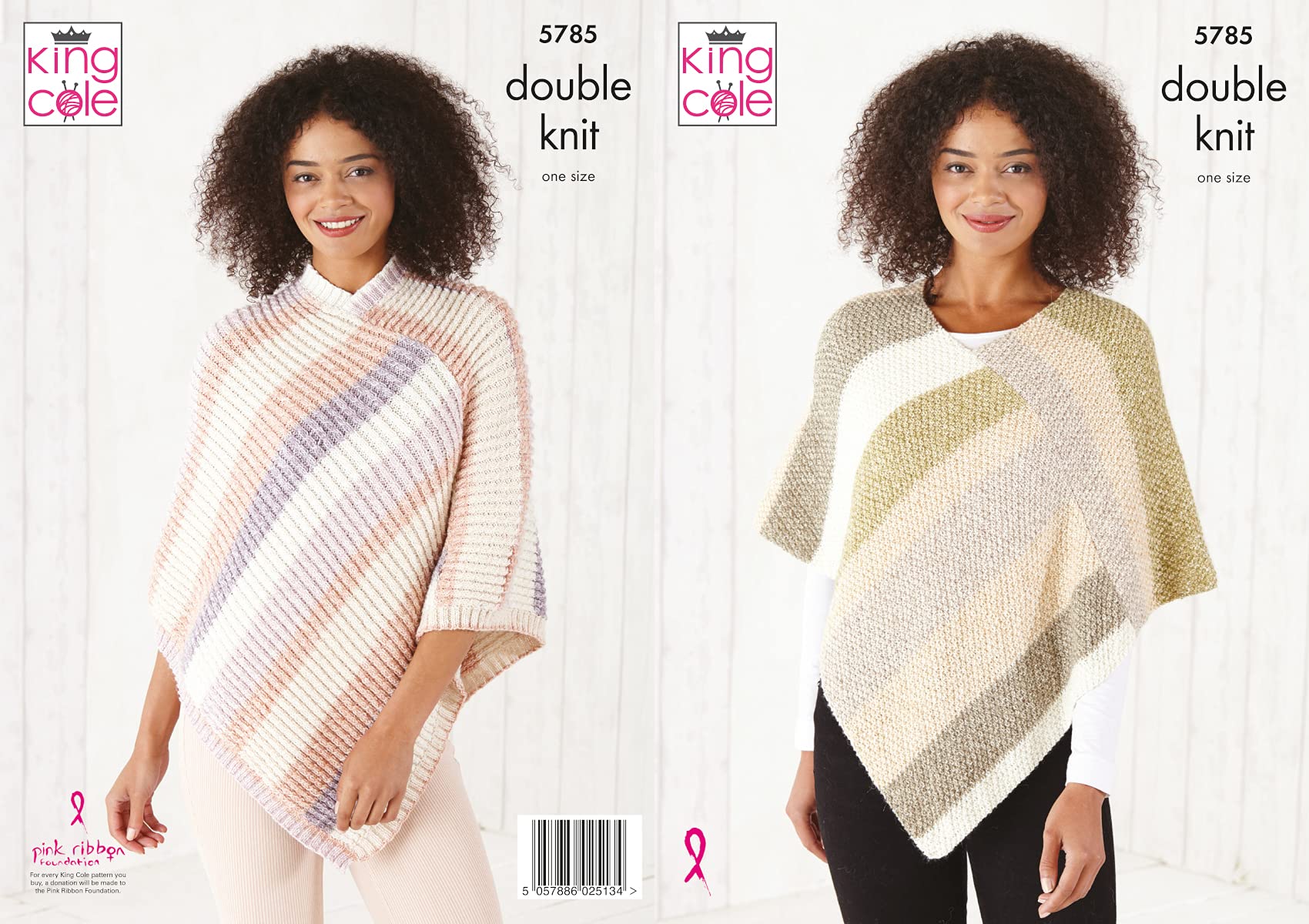 King Cole Ladies DK Knitting Pattern Mock Cable or Irish Moss Stitch Poncho (5785)