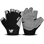 WESTWOOD FOX Gym Gloves Fitness Training Anti Slip Shock-Absorbing Weight Lifting Gloves Padded Grip Breathable Fingerless Workout Support for Men Women Cycling Exercise (Without Wristband, L)
