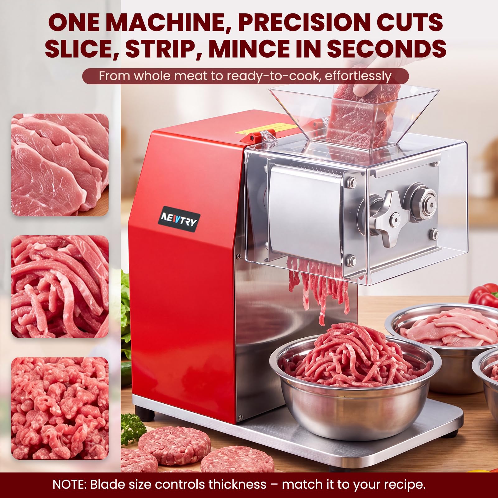 NEWTRY Trancheuse viande commerciale 850W 2,5mm Gastro coupe dés