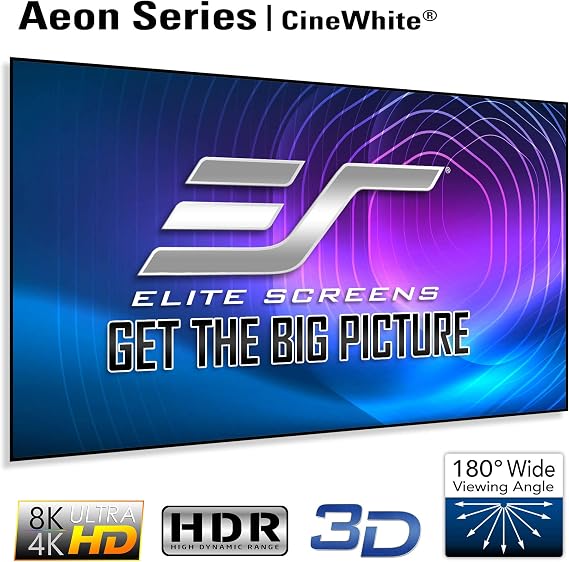 Elite Screens Aeon Series 105 inch Projector Screen 16:9, Edge-Free Fixed Frame, 8K/4K UHD CineWhite UHD-B, Wall Mounted, for Standard, Short & UST Projectors, Home Theater, AR105WH2