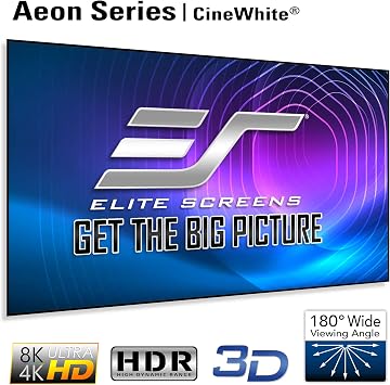 Elite Screens Aeon Series 105 inch Projector Screen 16:9, Edge-Free Fixed Frame, 8K/4K UHD CineWhite UHD-B, Wall Mounted, for Standard, Short & UST Projectors, Home Theater, AR105WH2