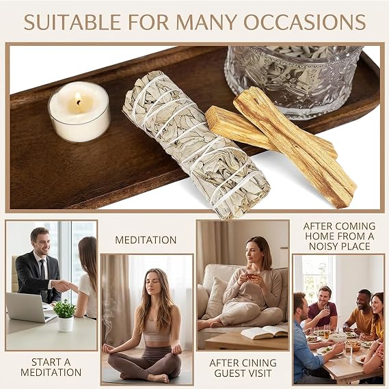 2 PCS Sage Smudge Stick, White Sage Smudge Sticks For Burning, Spiritual Cleansing And Meditation Practices, 10 cm length and 3.5 cm width With Total Weight Of 35 g