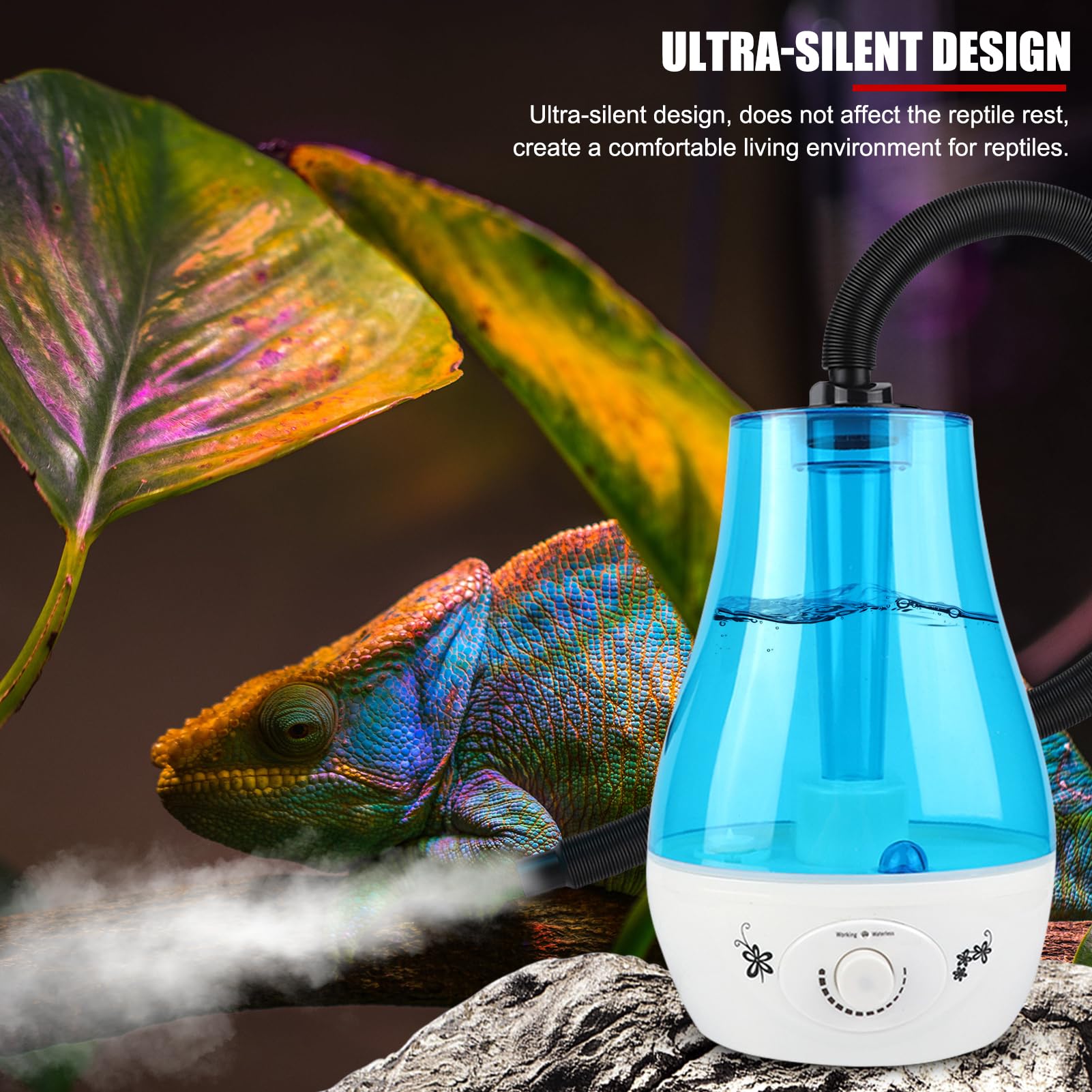 Humidificador de Reptiles, nebulizador de Reptiles con Tanque Grande de 3 l y Tubo de extensión, Ideal para una Variedad de Reptiles, Anfibios y recinto de terrarios(Normativas Europeas)