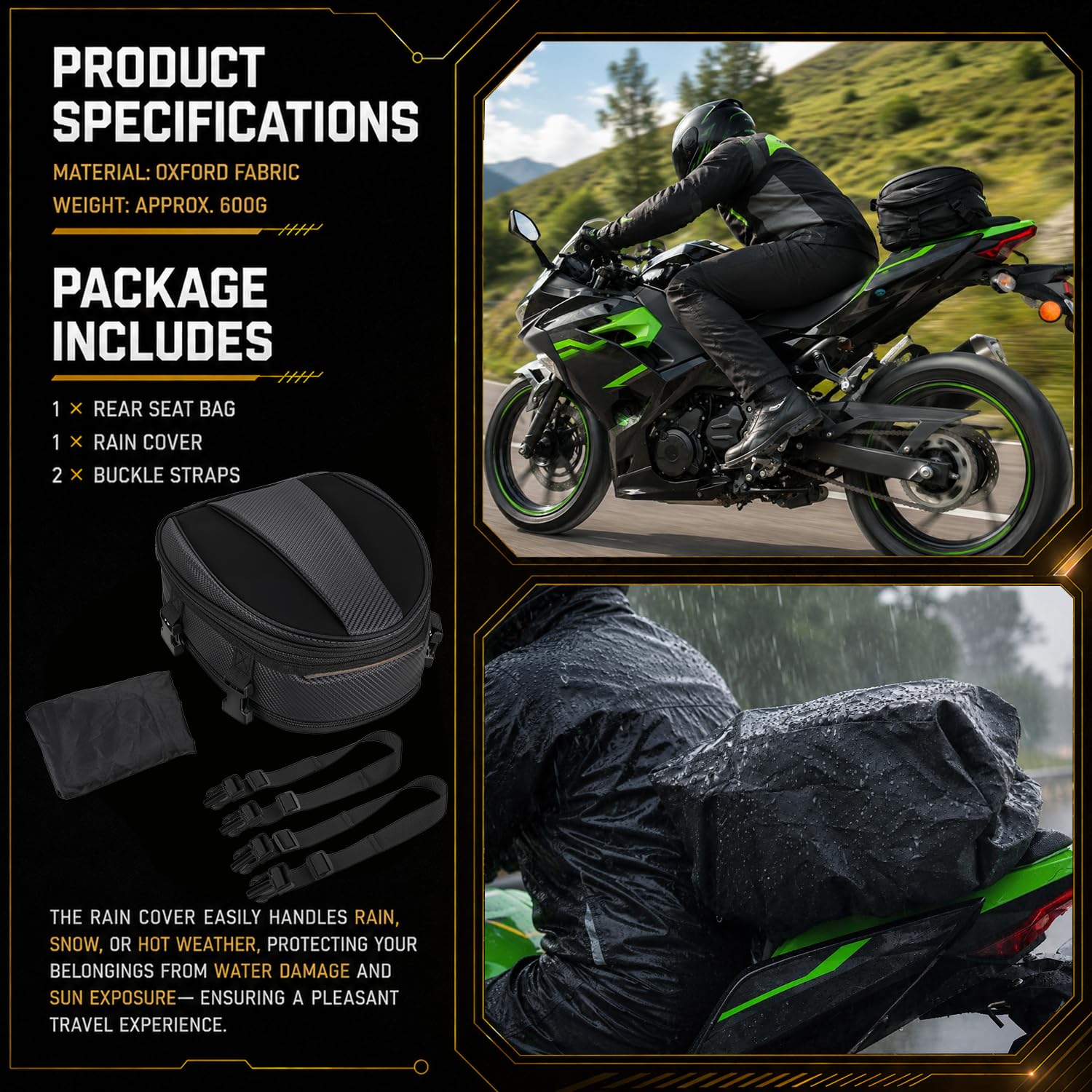 Sac à Bagages,Multifonctionnel Sac de Selle Moto Arriere | Sacoche Moto Sportive Sacoche Arrière Petite pour Bagages