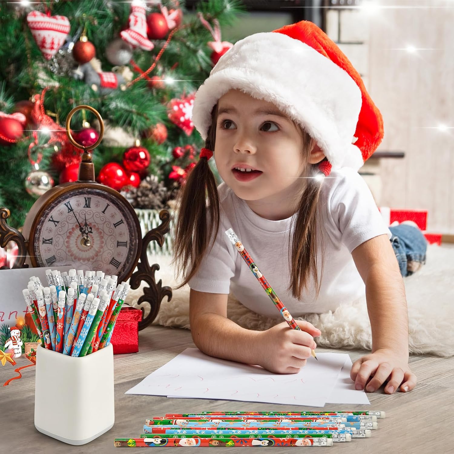 Zuazaor 500 Pieces Christmas Pencils With Erasers in Bulk - Cute Wooden Pencils for Office School Supplies and Kids (Christmas)