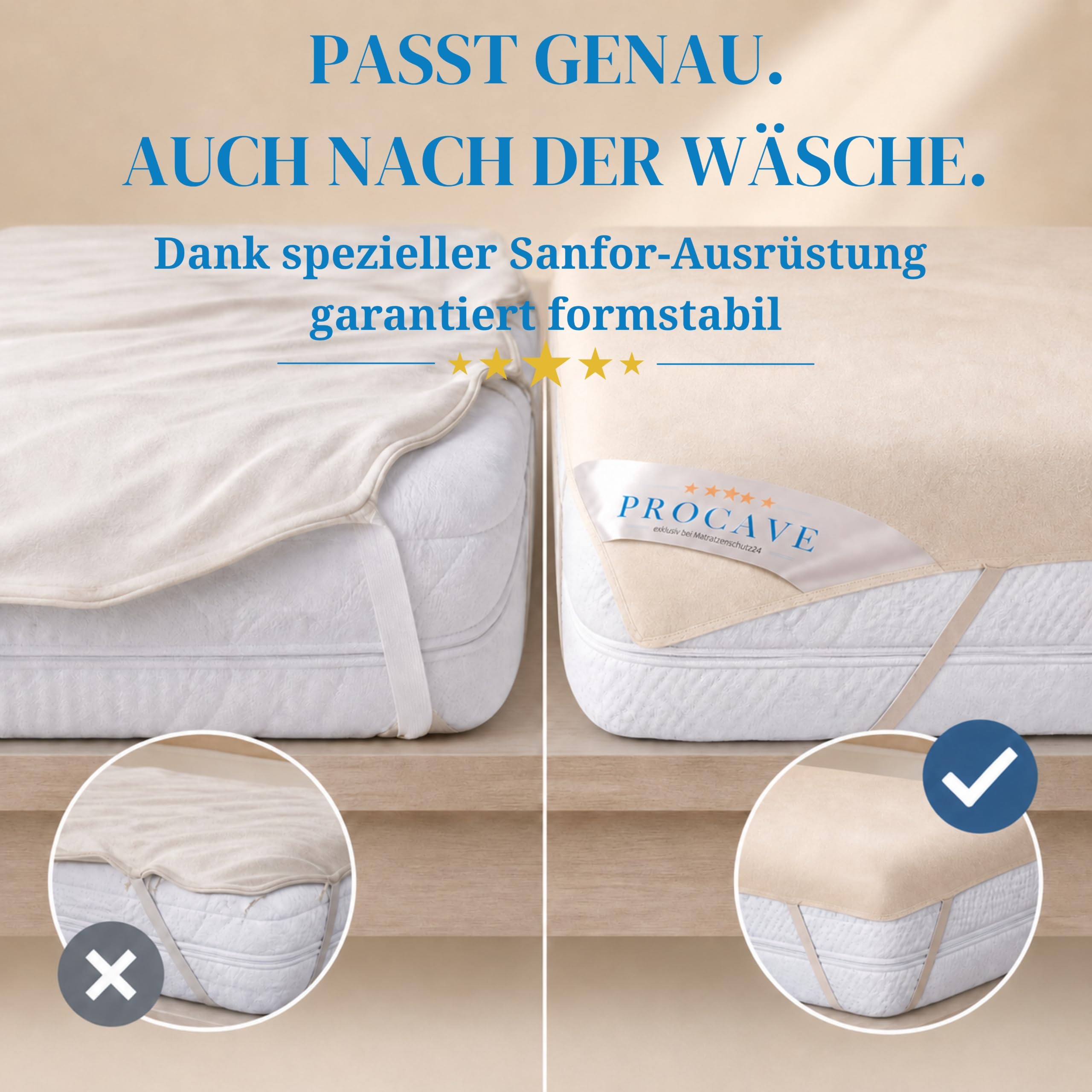 PROCAVE Nakładka na materac ze 100% bawełny, naturalny ochraniacz na materac, oddychający, wysokiej jakości nakładka Molton jako ochrona materaca, jakość premium, Made in Germany, 180 x 200 cm