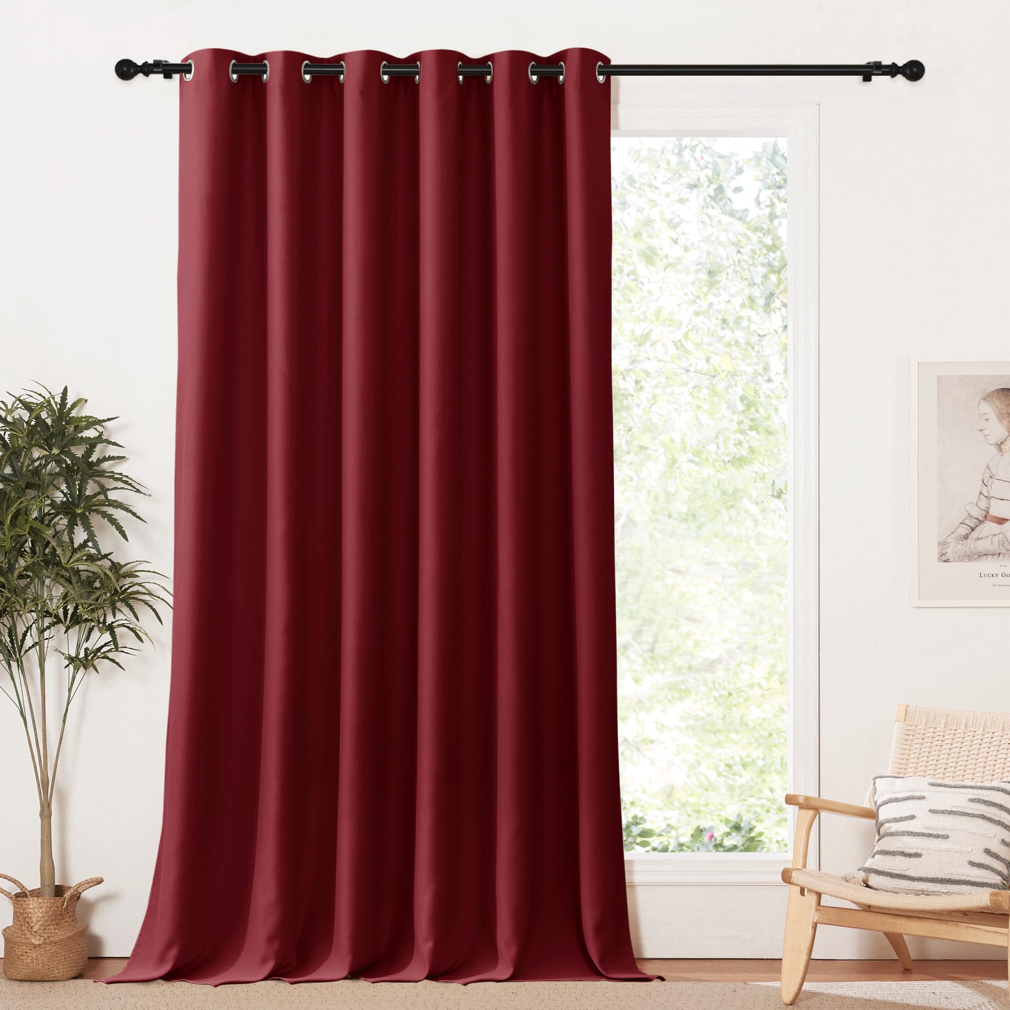 PONY DANCE Tende Cameretta Bambini Tende Rosse Tende Natalizie con Anelli Tenda Oscurante da Interno Tende per Interni Tenda Isolante Termica 1 Pezzo L 200 x A 245 cm