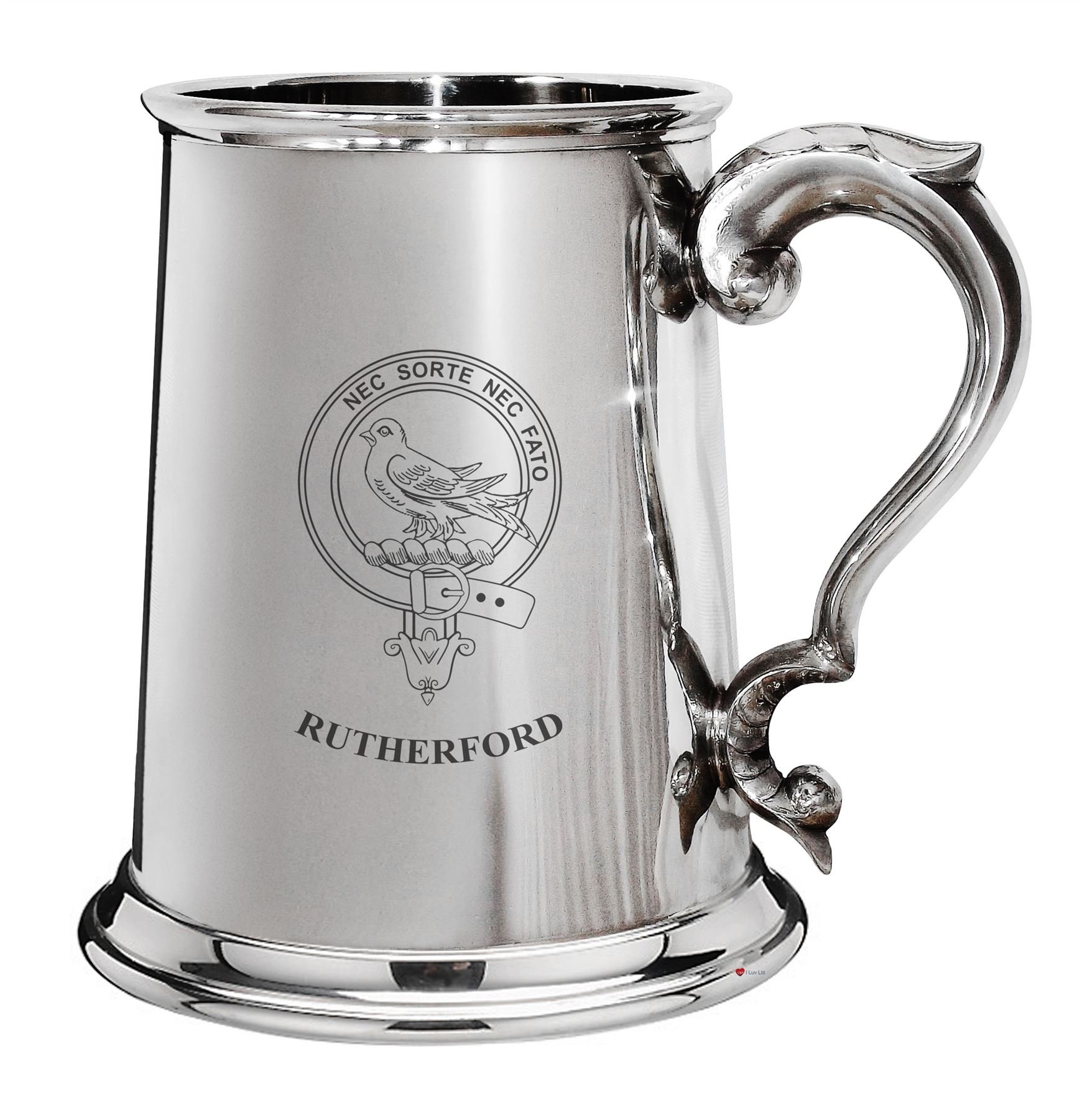 Jarra de cerveza de 1 pinta Rutherford taza de peltre con asa grande