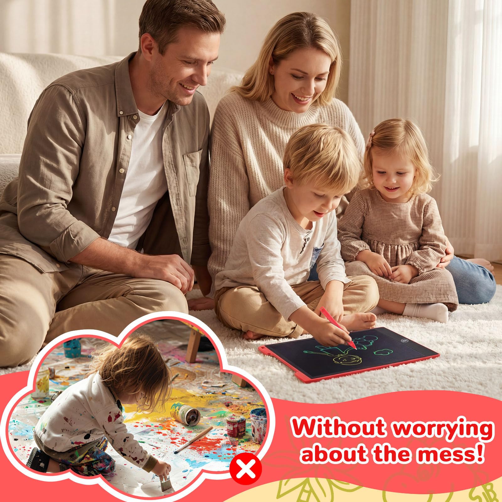 Tablet LCD 12 Pollici,PINKCAT Giochi Bambini 2 3 4 5 6 7 8 Anni Lavagnetta Cancellabile Bambini Gadget Kids Lavagna Elettronica Magnetica Tablet per Disegnare Ewriter Regali Ragazza Ragazzo - 5