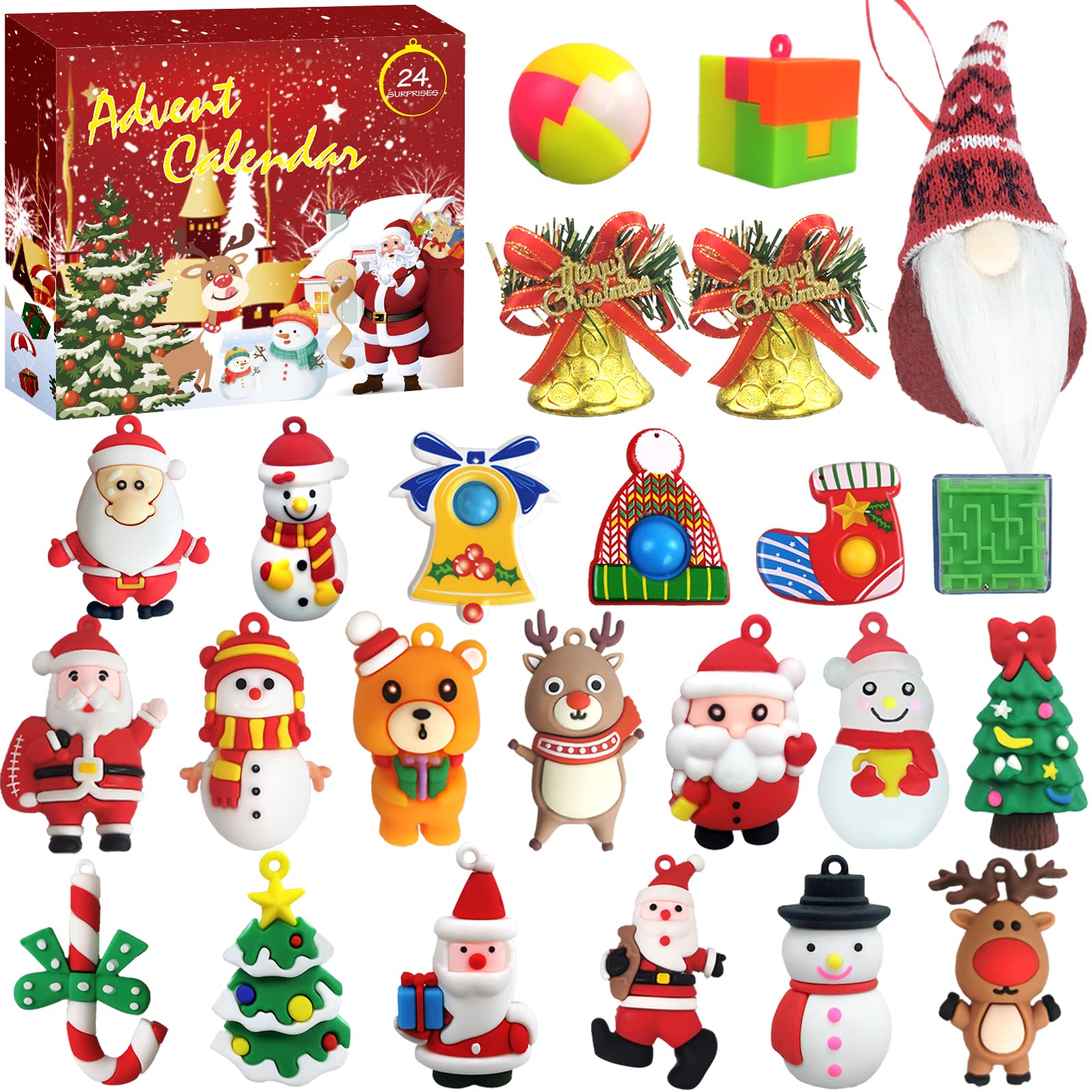 Photo 1 of 3 QTY Christmas Advent Calendar Countdown 2022, Mini Christmas Tree Decoration?Christmas Holiday Gifts for Boys and Girls,Christmas Party Favors for Kids and Adults, Cute Relief Stress Toys Boys Girls