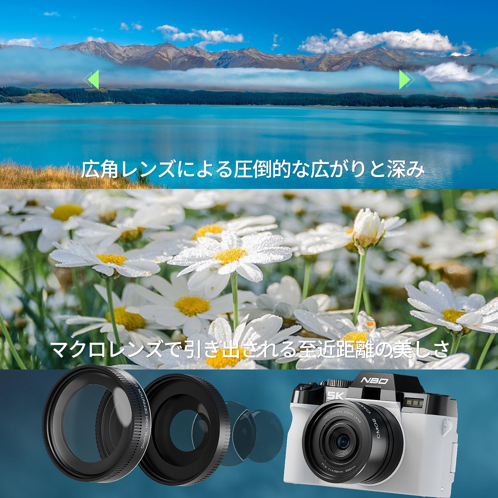 Amazon | NBD 5K 6400万画素 デジタルカメラ【Wi-Fiとアプリ制御】16倍