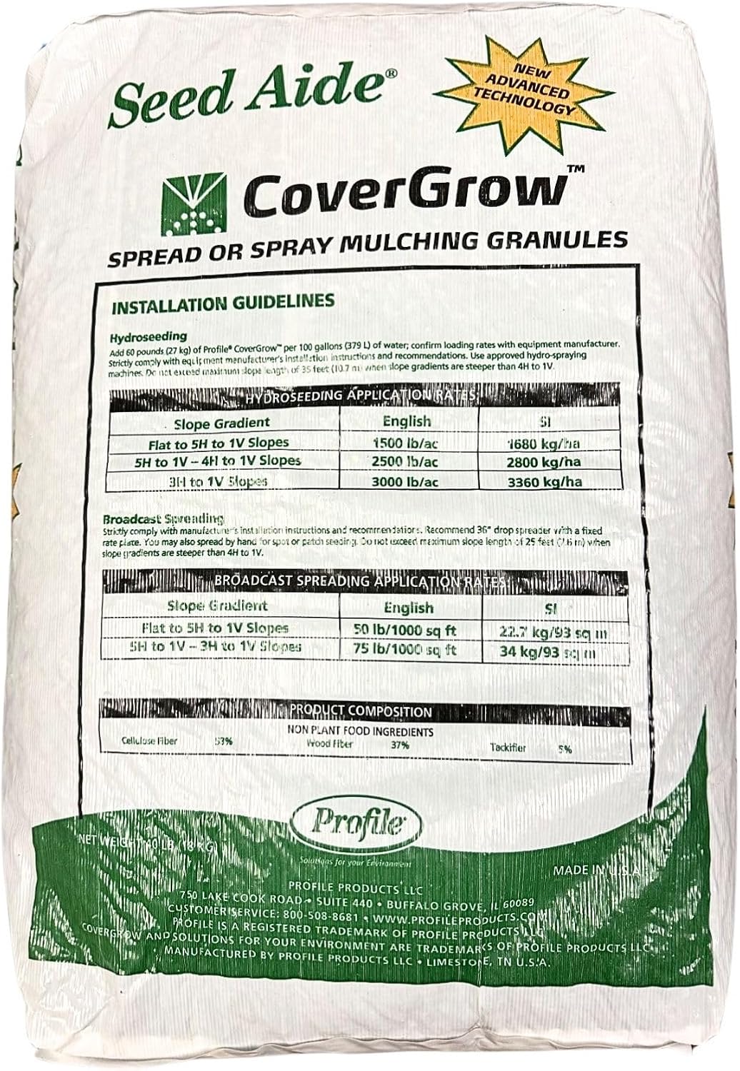 Seed Aide - Cover Grow, Water Retaining Seed Starting Mulch - 40 LBS