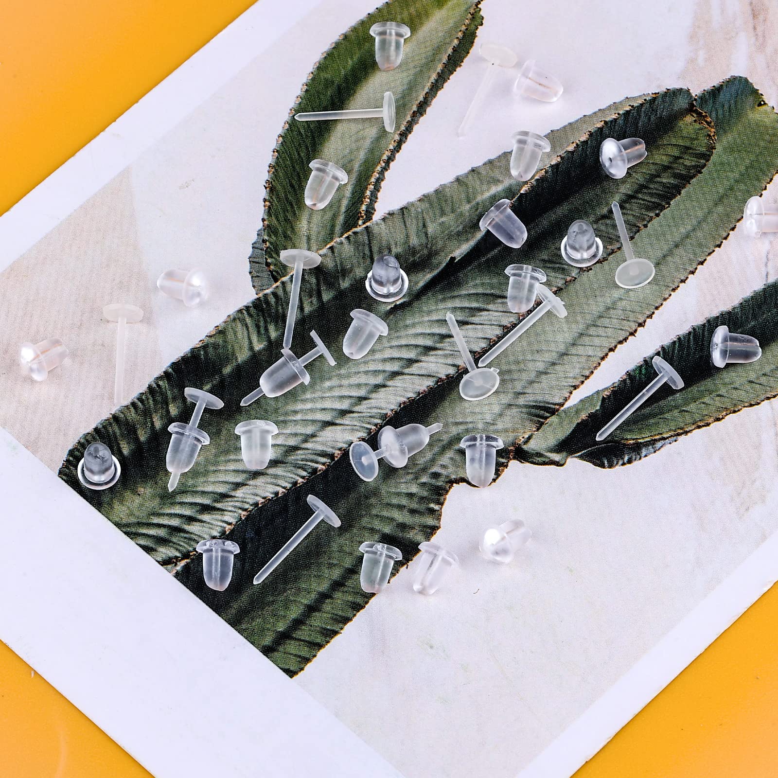 100 Paia Orecchini Trasparenti Invisibili In Plastica Con Chiusure In Silicone – Kit Ricambio - 6