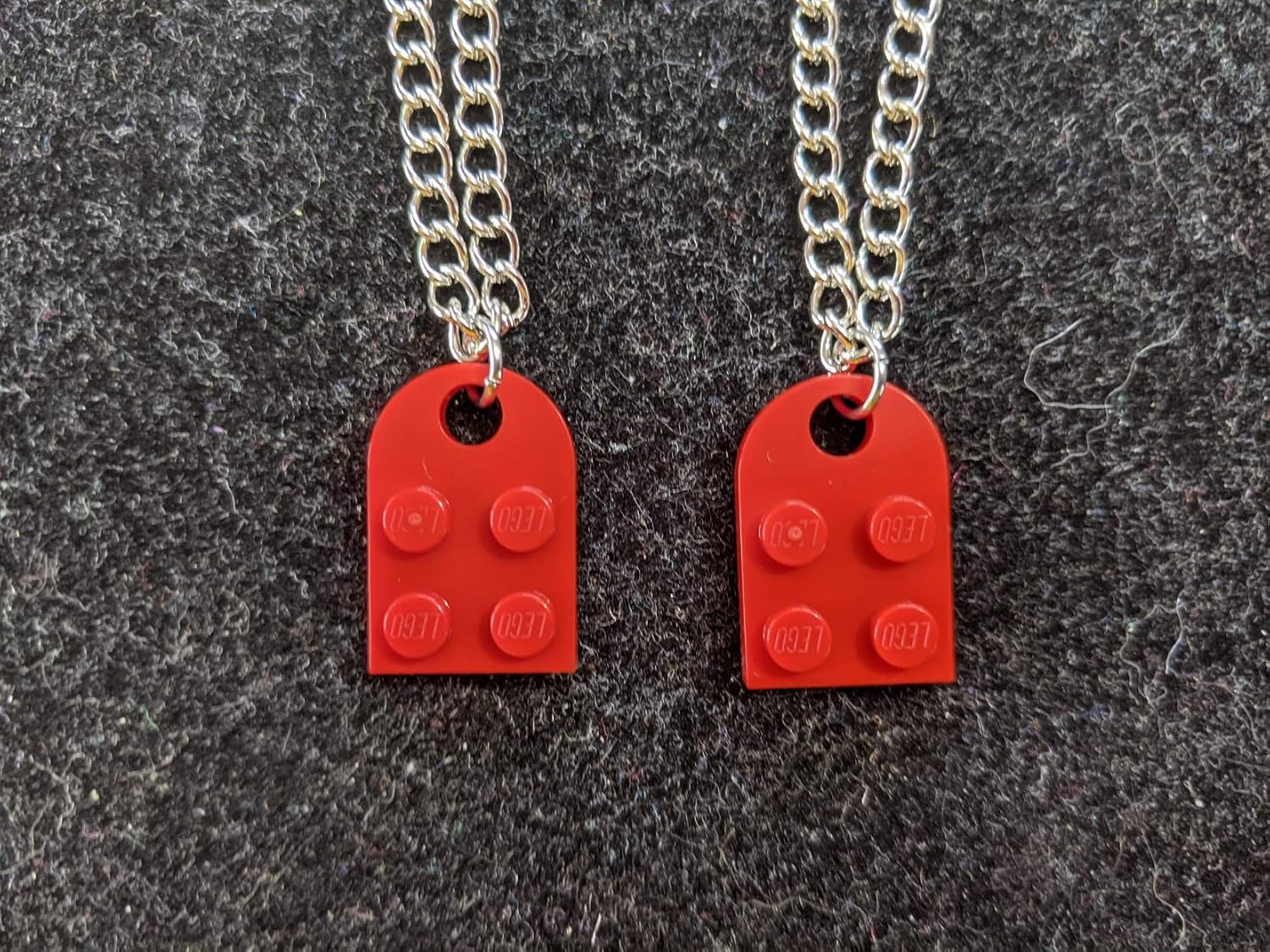 BrickCrafts Basic LEGO Brick Heart Pendant Necklaces (Set of 2) - 17 colors mix/match