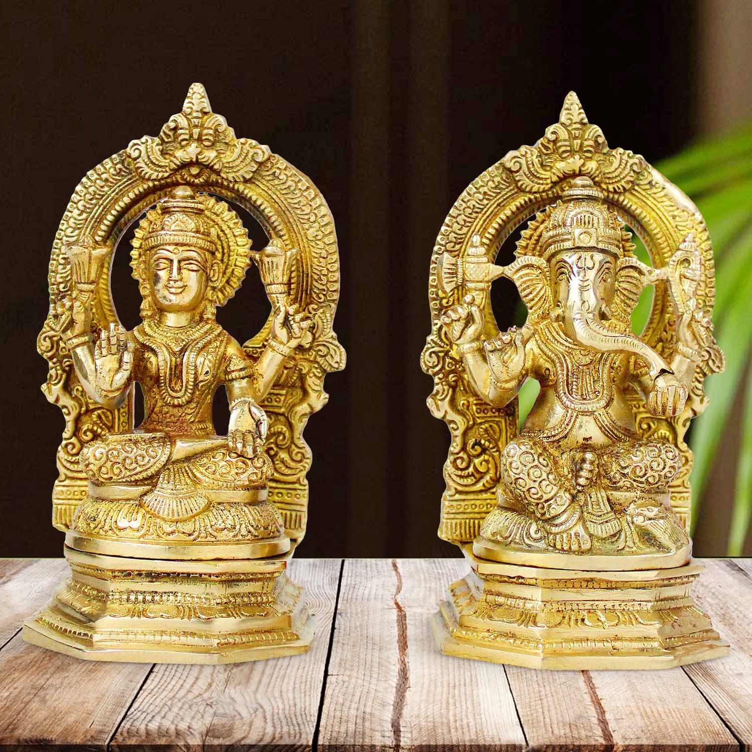Buy Artvarko Brass Laxmi Ganesha Idol Sitting Lakshmi Ganesh Murti