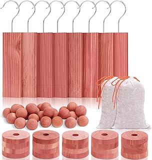 Homode Cedar Blocks for Clothes Storage, Set of 60, Cedar Chips for Closets and Drawers, Aromatic Cedar Wood Balls and Cedar Sachets, Cedar Closet Freshener