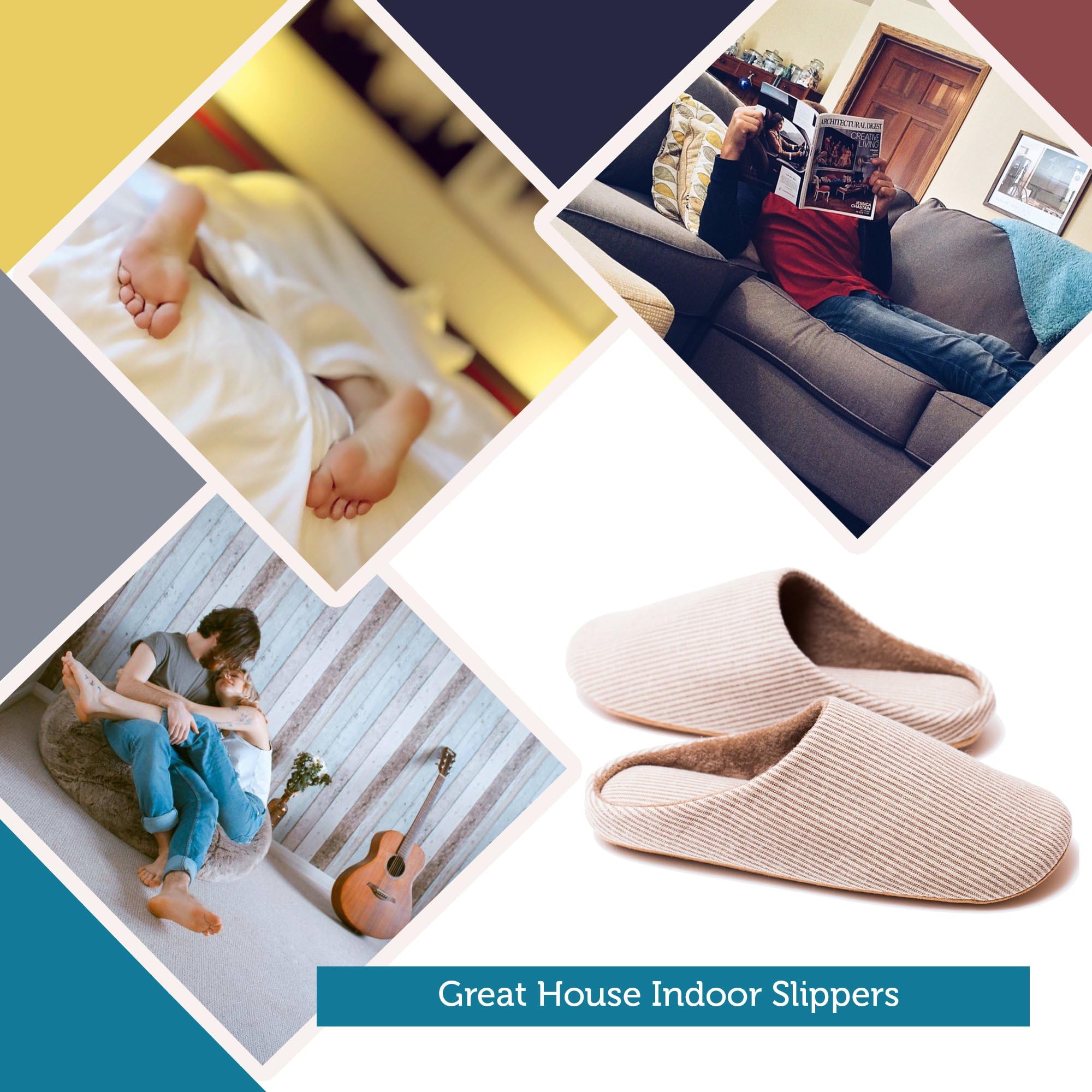 Slippers | Organic Cotton & Memory Foam | 1 Pair with Storage Bag (Medium, Red)