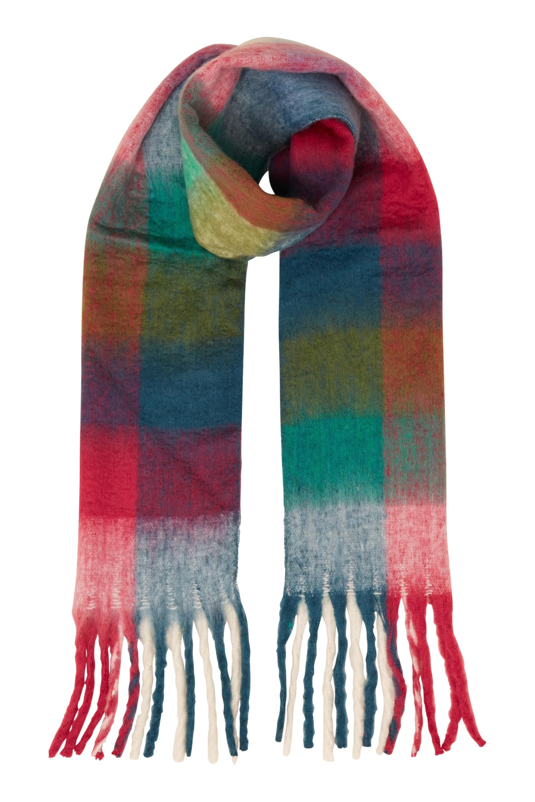 Yumi Women's Multi Rainbow Check Soft Scarf - Size One Size Uk