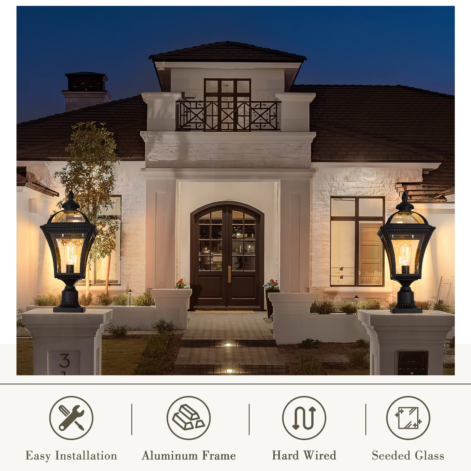 zeyu 22-Inch Farmhouse Outdoor Post Lantern, Waterproof Lamp Post