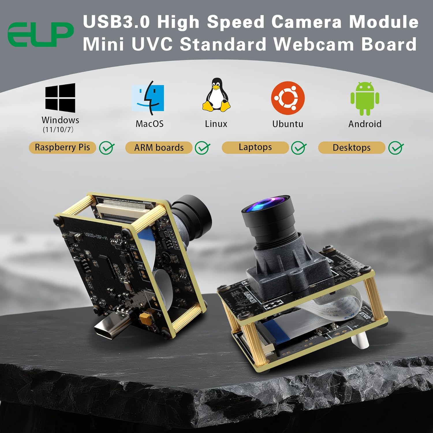 ELP Ultra HD 20MP USB3.0 Camera Module for Computer Mini UVC 3840P USB3.0/2.0 Lightburn Cameras for Windows Linux Mac Pi Wide Angle 95°(H) AR2020 4K 30FPS Webcam Board for PC Laptop Jetson Nano