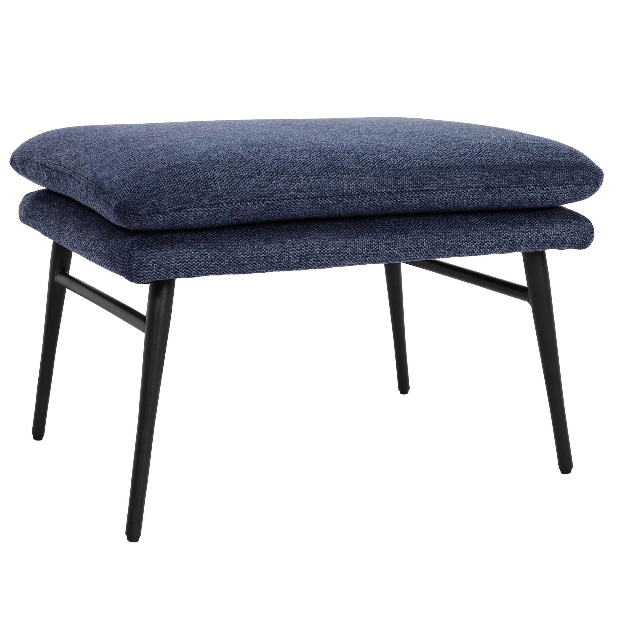 Mendler Hocker HWC-L62, Sitzhocker Fußablage Ottomane Polsterhocker, 38x56x40cm Stoff/Textil - blau