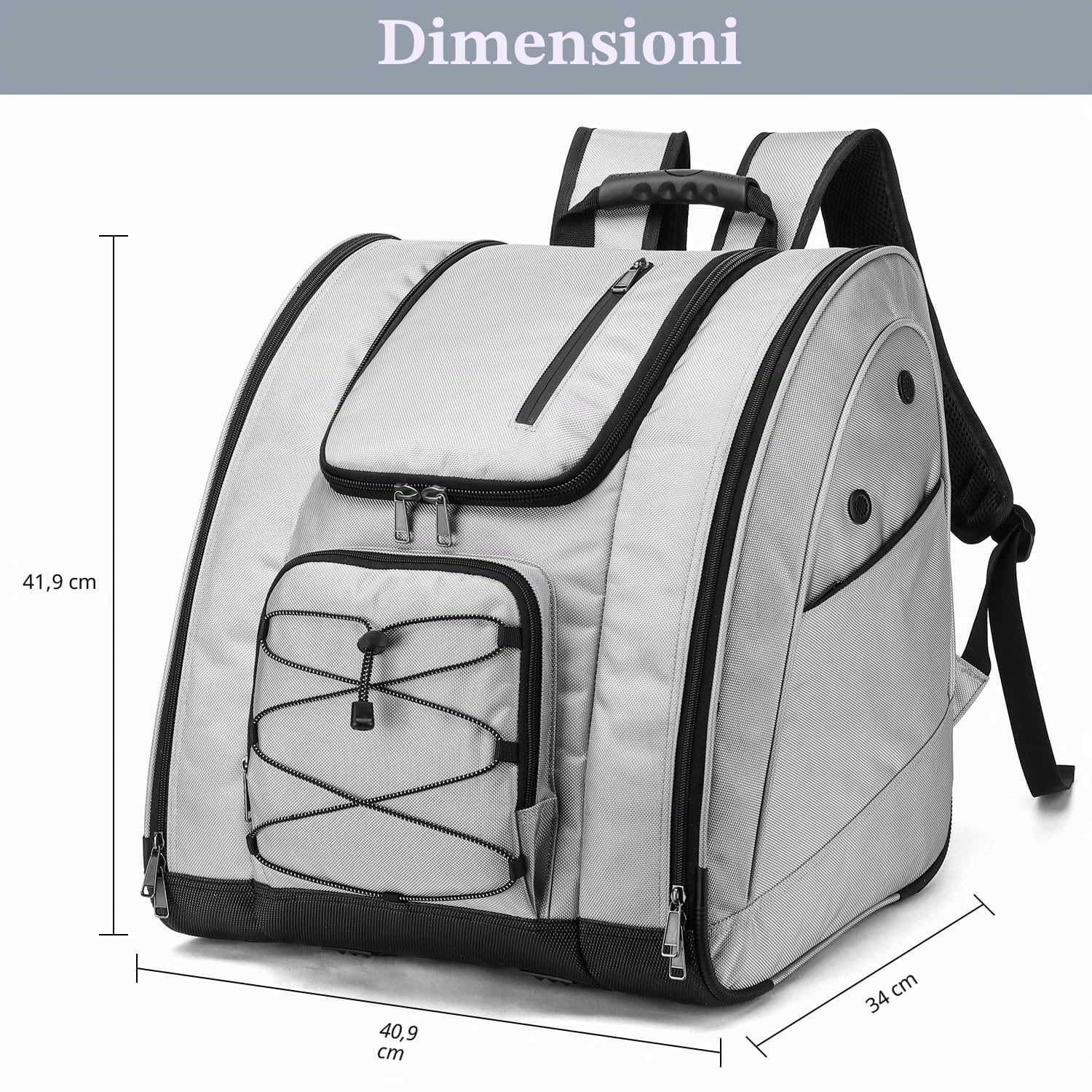 Zaino per scarponi da sci da uomo o donna, 50 l, per scarponi da snowboard, da viaggio, per bambini, attrezzatura per skate, caschi, occhiali, guanti, accessori da sci
