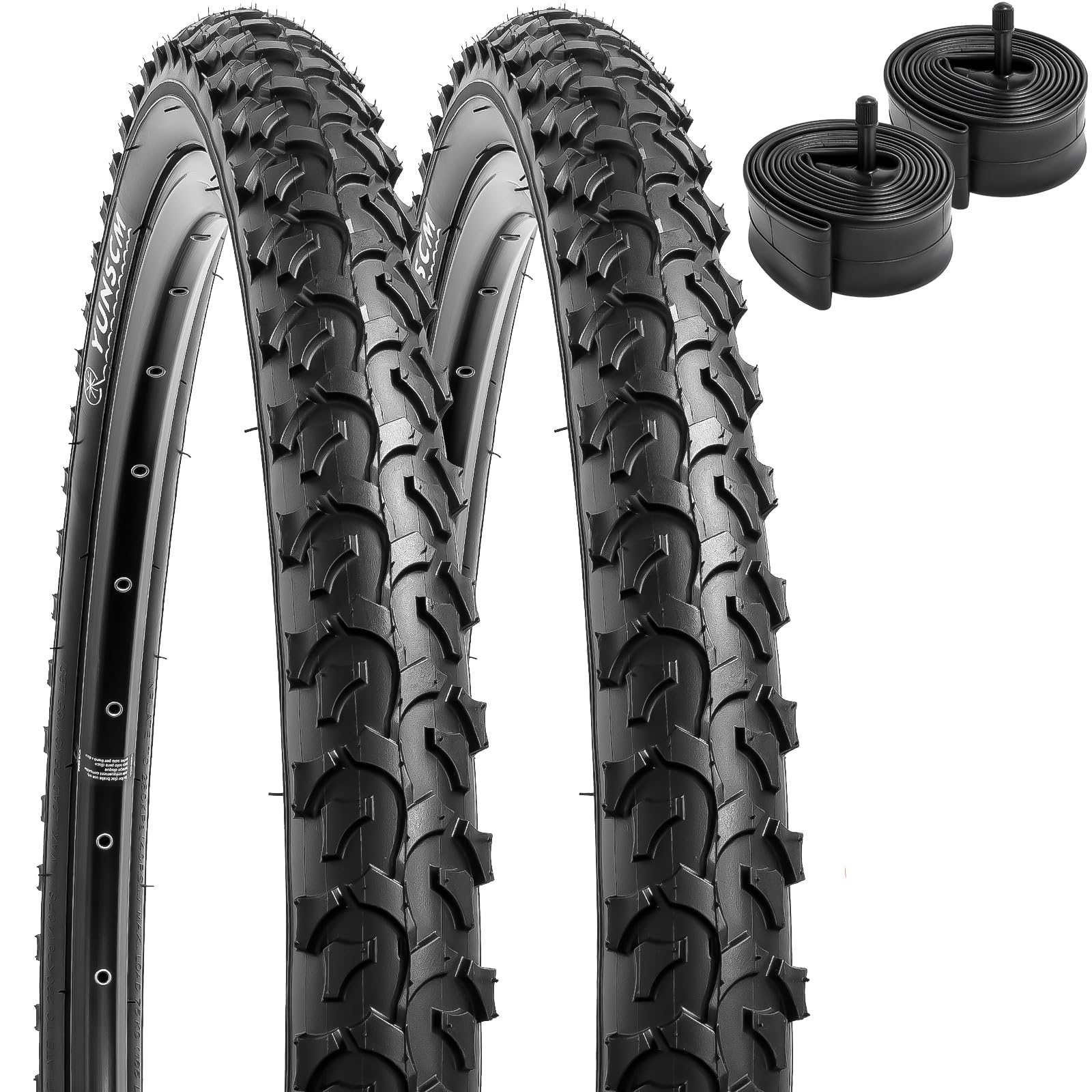 YUNSCM 2-PCS 24-inch MountainFietsbanden 24x2.30/56-507 and 24-inch Binnenband Schrader Valve Compatible with Mountain 24x2.25 24x2.30 24x2.35 Fietsbanden and Binnenband (Y-697
