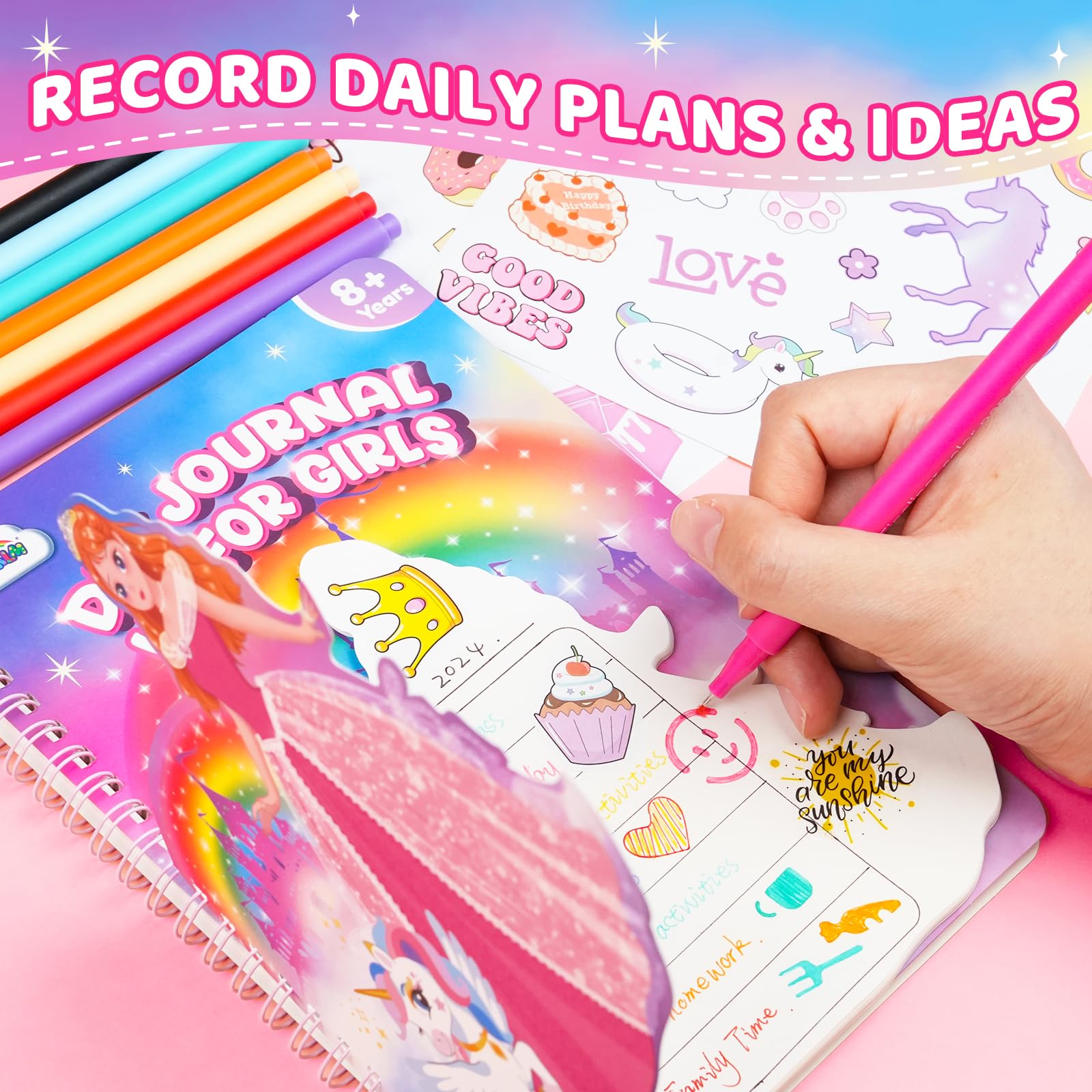 ZMLM DIY Journal Kit for Girls - Gifts for 6 7 8 Year Old Girl, Journal Set Scrapbook Kit Diary Supplies Stationery Set for Girls, Journaling Art Crafts Kit Stuff Birthday Gifts for Girls 6 7 8 9 10 11 12