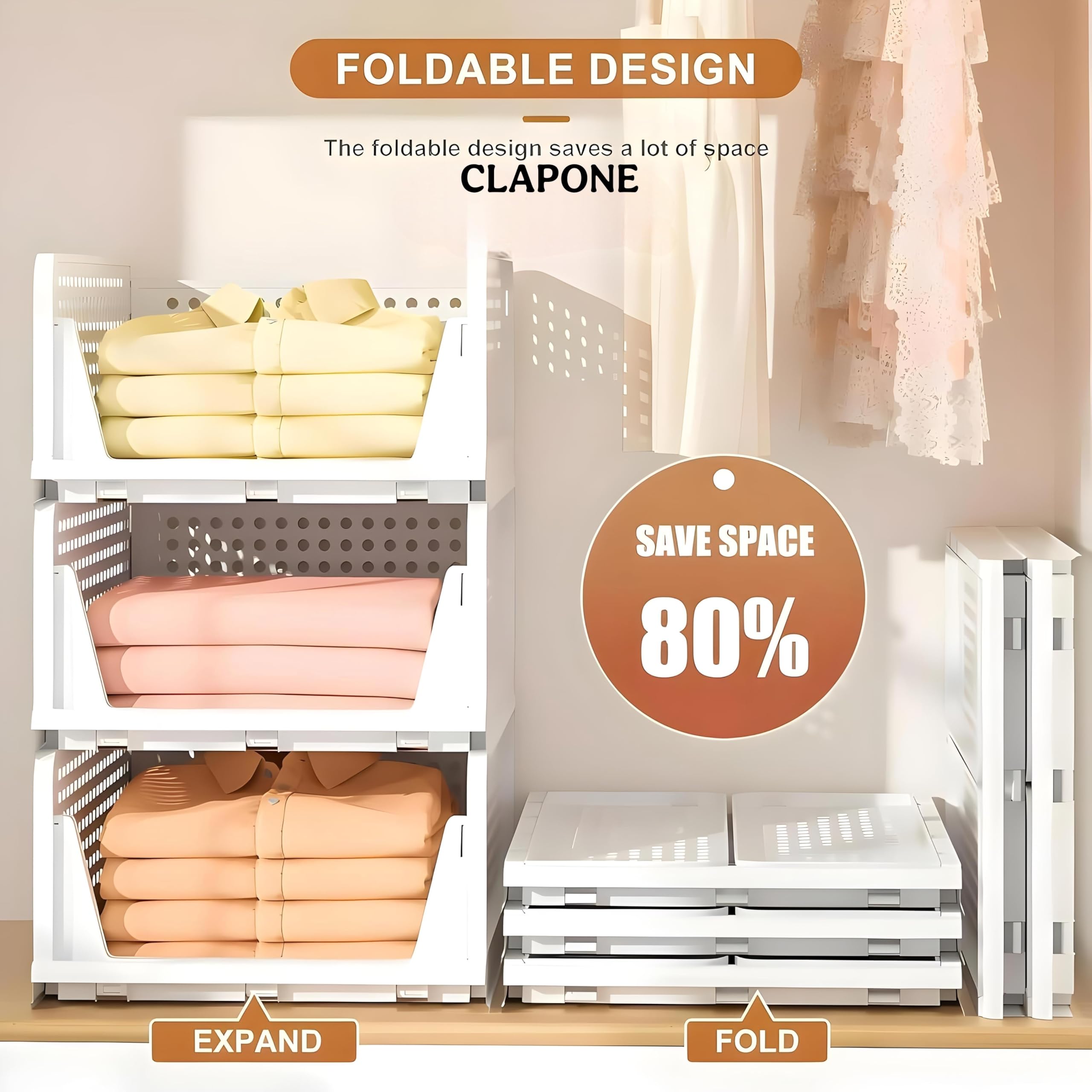 CLAPONE 360 Rotating Earrings Stand Jewelry Display Organiser/Earrings Organiser/Jewellery Foldable Wardrobe Organizer - Large White Plastic Stackable Closet Self Storage (White Closet, 1 PCS) 4