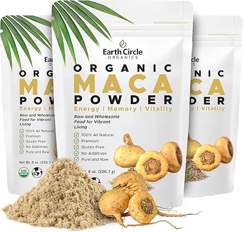 Miniatura 10 de Earth Circle Organics Polvo de raíz de maca amarilla, superalimento natural, ayuda con la energía, el peso y la fertilidad de las mujeres, vegano, 8