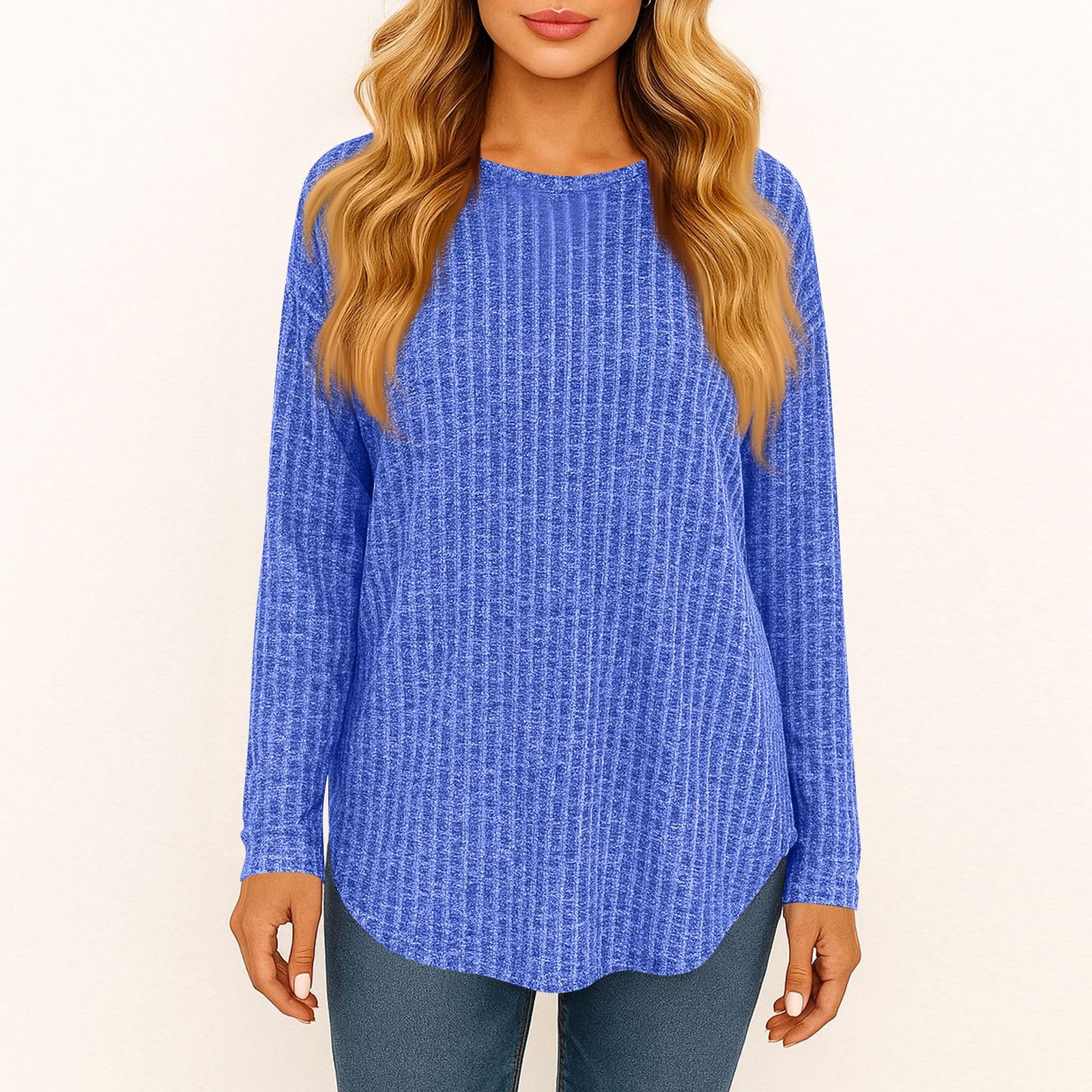 Singular-Point Strickpullover Damen Rundhals Langen Ärmeln Pullover Elegant Strickpulli Lässig Winterpullover Einfarbig Pulli Oberteile Sweater