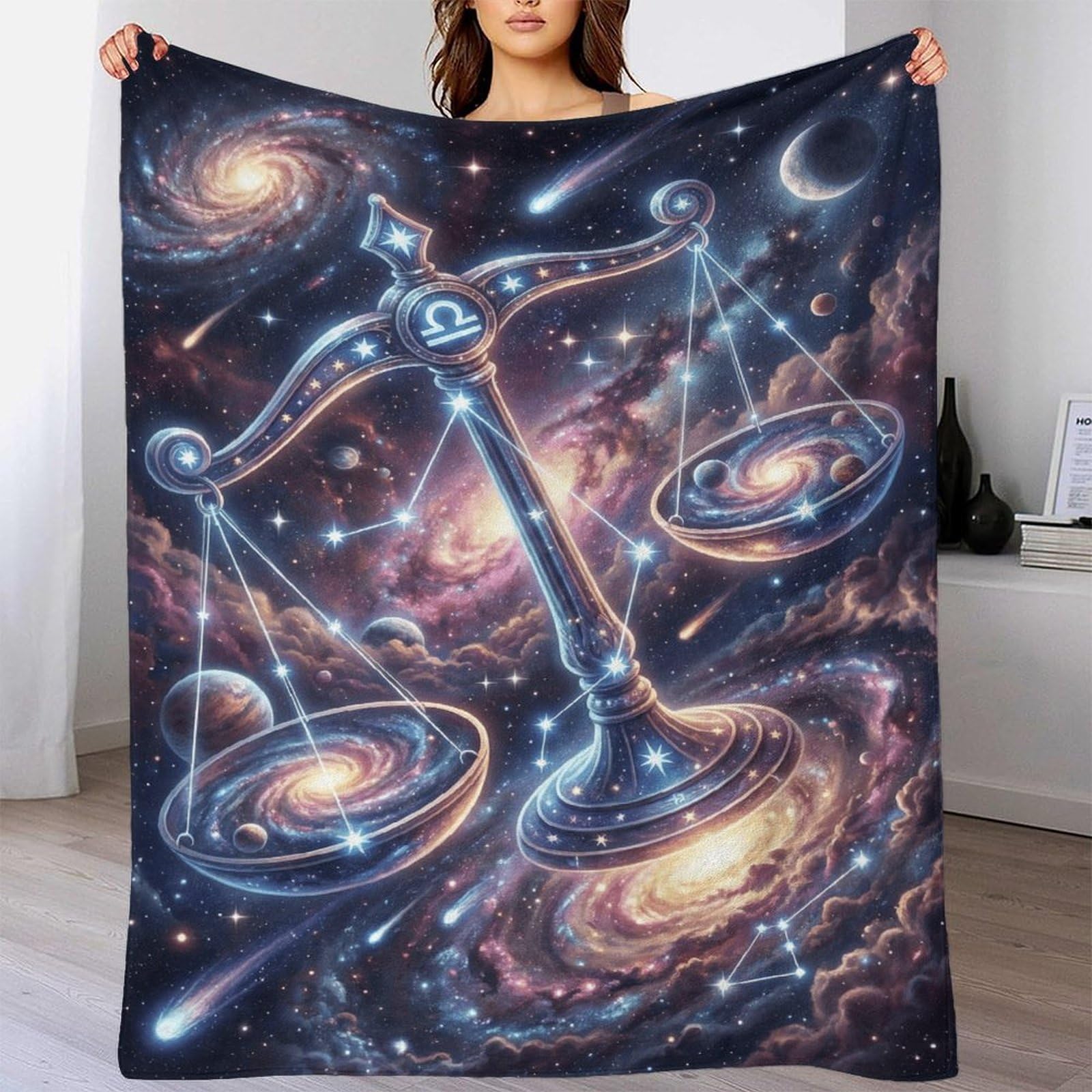W7C8U2X3 Libra Zodiac for for Flannel Throw Blanket, Sofa Living Room