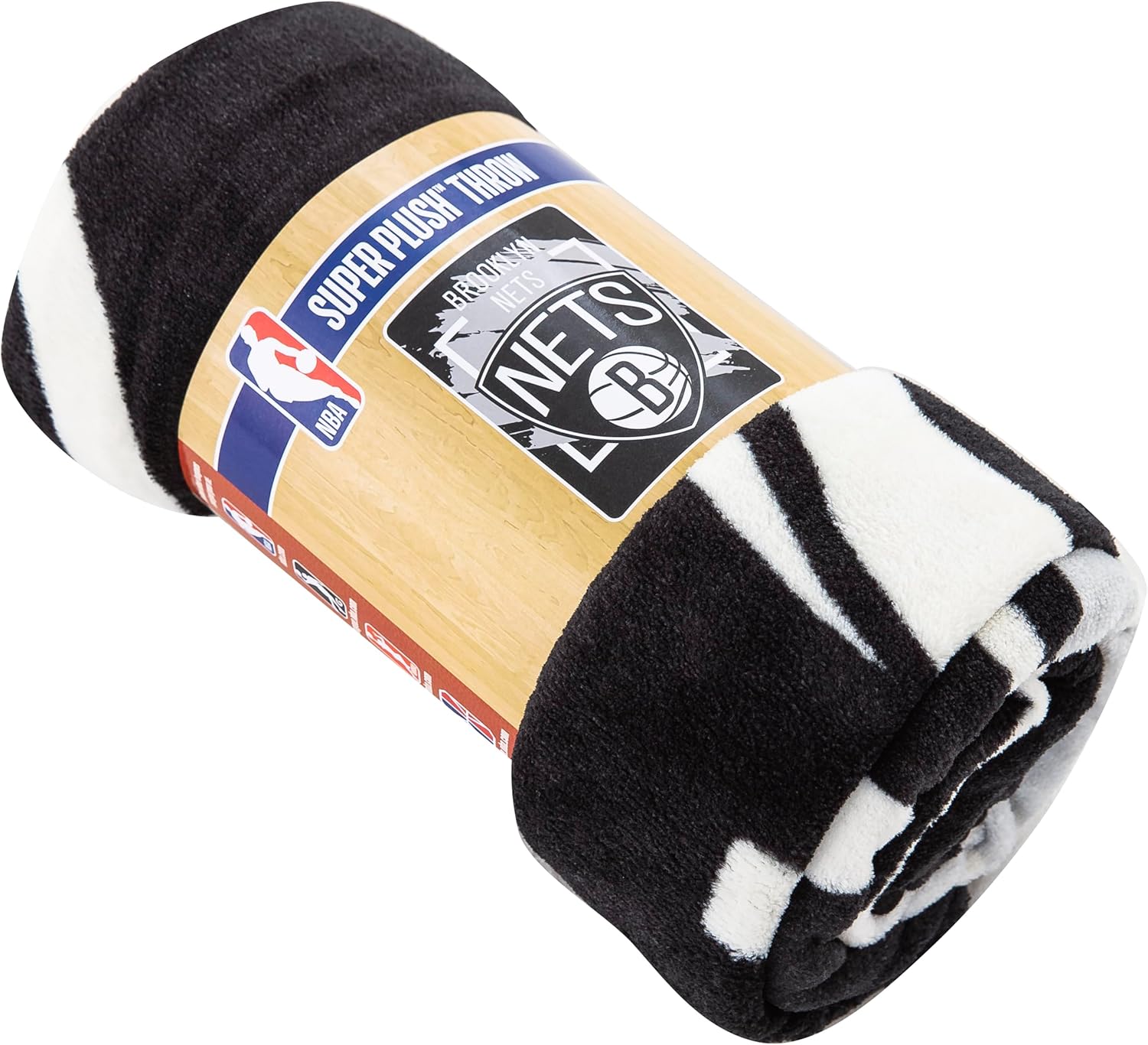 Northwest NBA Brooklyn Nets Micro Raschel Throw Blanket, 46" x 60", Dimensional Legacy
