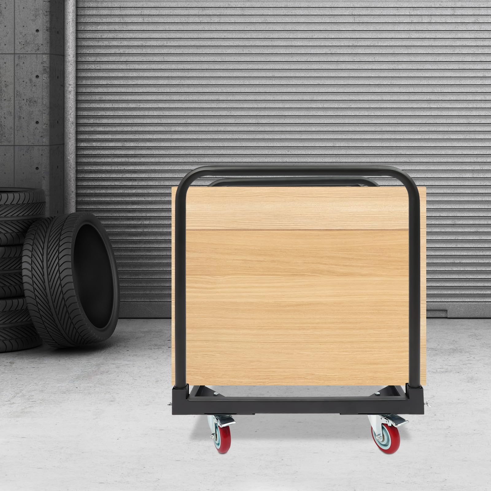 Carrello con 3 staffe tubolari, portata 90,72 kg, carrello di trasporto con 4 ruote girevoli con freno di stazionamento, carrello a piastre e supporto per il trasporto per magazzino e officina
