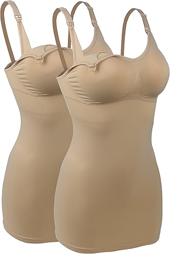 iloveSIA 2Pack Seamless Nursing Cami Tank Top with Build-in Maternity Bra