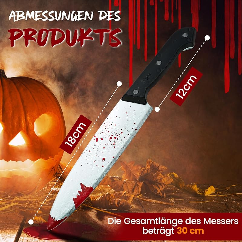 REDSTAR FANCY DRESS Halloween Véres Műkés 30 cm - Zombi Jelmez Kiegészítő Műanyag Tréfaeszköz - Horror Dekoráció Színházi Kellék Jelmezbálra